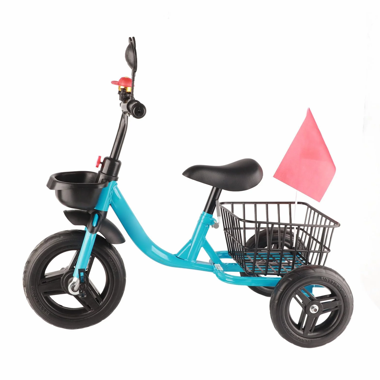 Triciclo para Niños con Cestas de Almacenamiento Delanteras y Traseras, Diseño Bonito y Cómodo para Niños de 2 a 6 Años, Material Metálico (Azul)