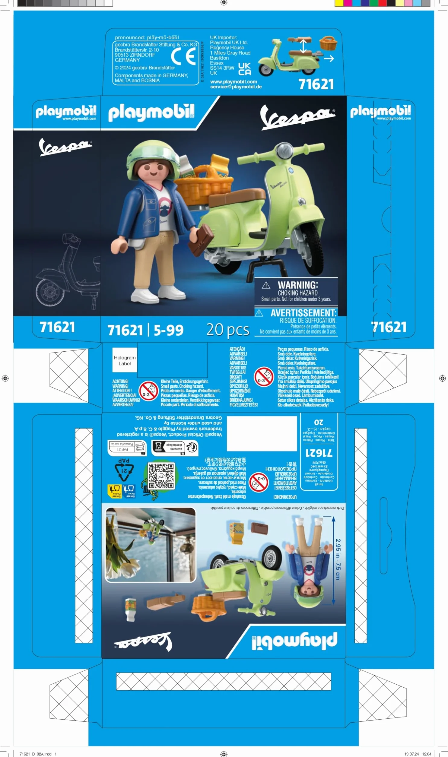 PLAYMOBIL Cars 71621 1969 Vespa 150 Sprint Veloce, Verde Claro, Modelo Fiel para Coleccionistas