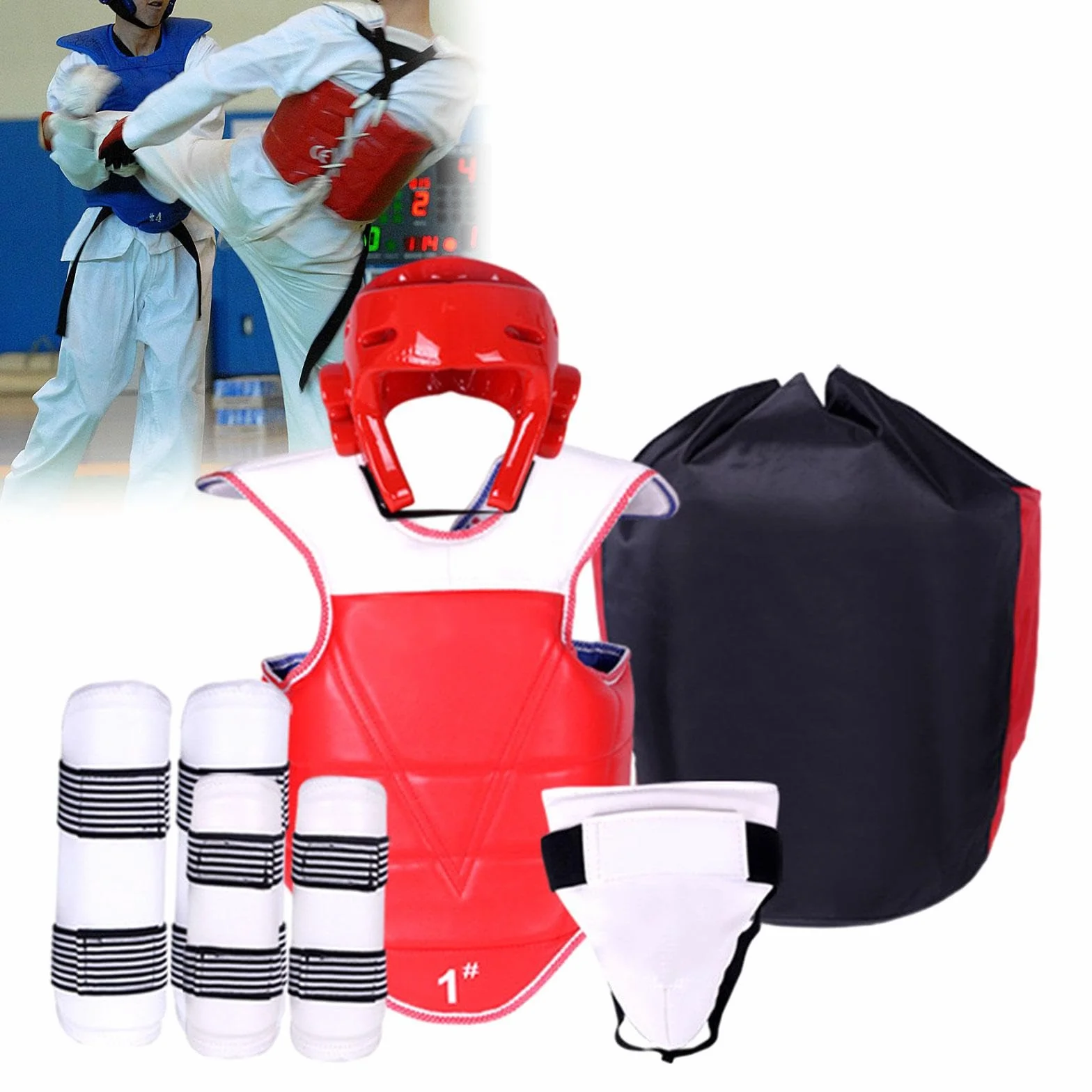 Amagogo Equipo de Protección Taekwondo Almohadilla Pecho Acolchada Entrenamiento Karate