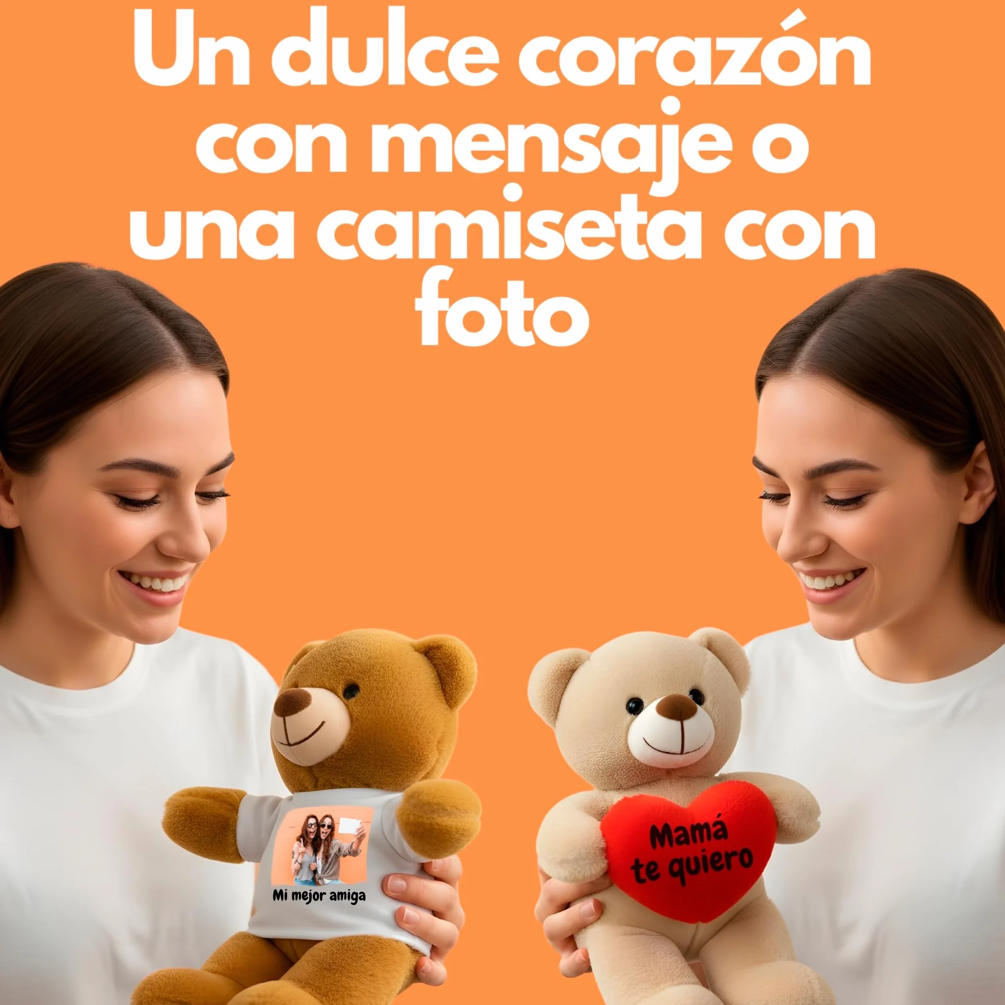 Peluche Personalizado con Foto en Cajita Decorada Regalo para Mujer y Hombre MARRÓN