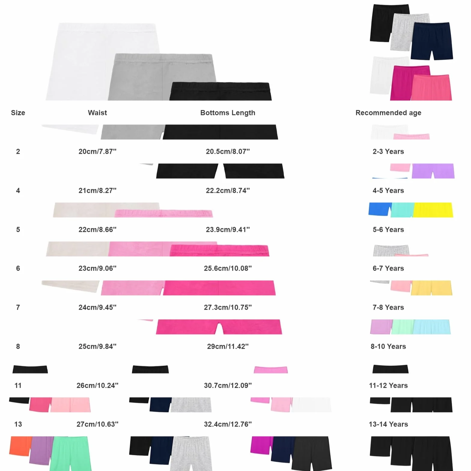 Pantalones cortos de ciclismo para niñas 6 paquete cintura elástica algodón ajustados verano