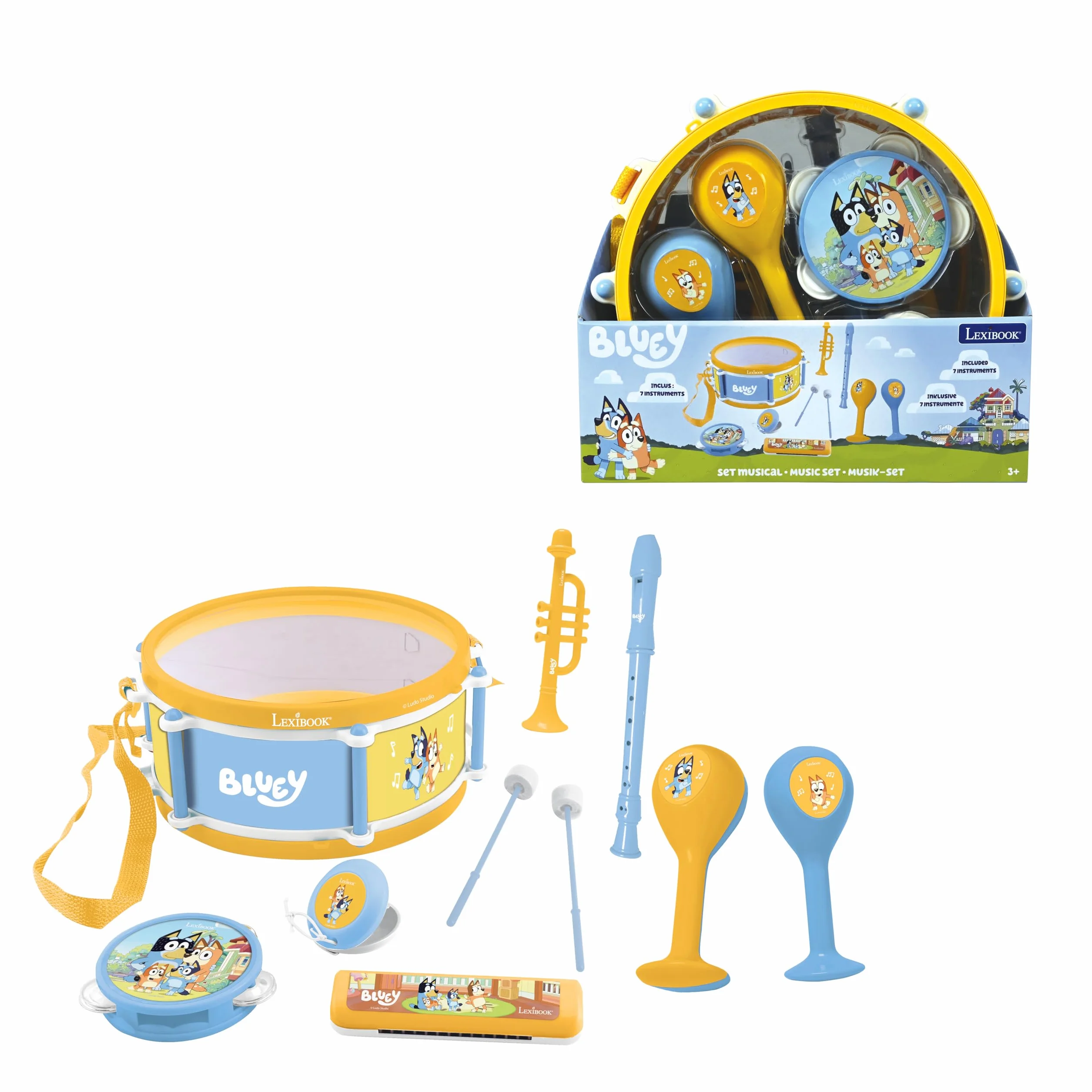 Lexibook, Bluey, Set Musical 7pcs Bluey, Azul Amarillo, K360BYLXB