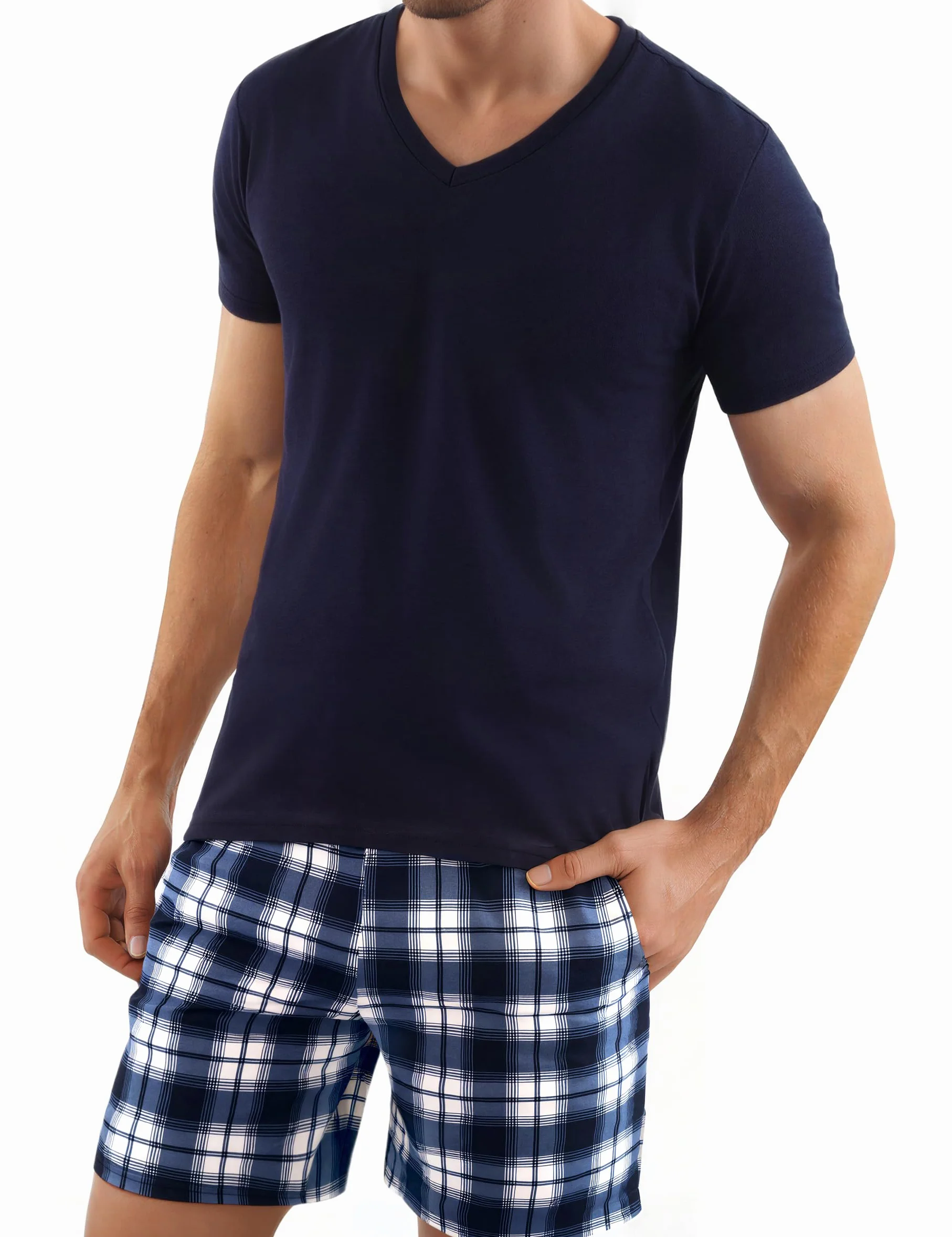 Bresdk Pijama Hombre Algodón Manga Corta Verano Conjunto de Pijamas Cortos