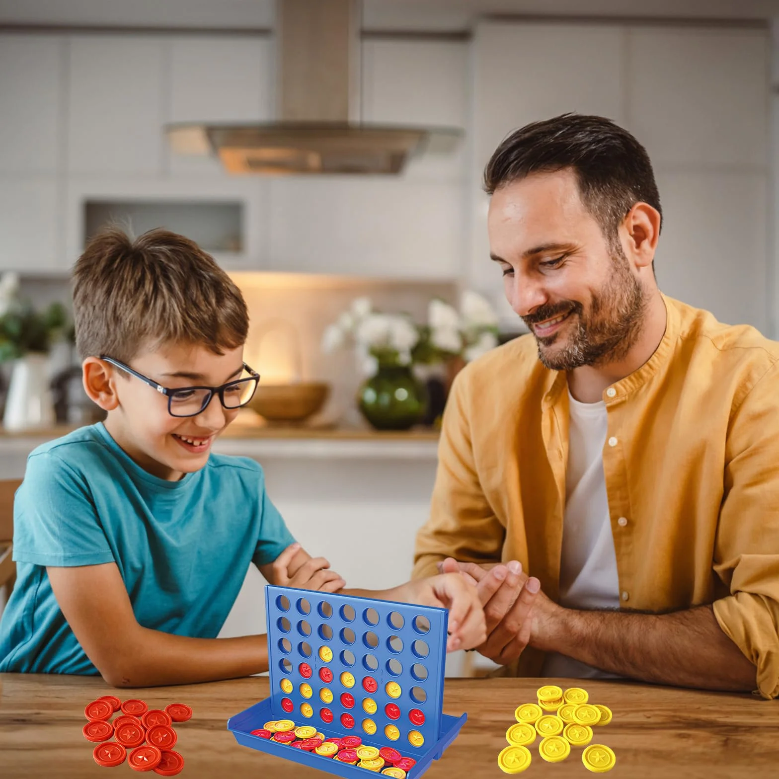 Cuatro en Raya Juego de Viaje Educativo Estrategia para niños 3-8 años Formato Grande