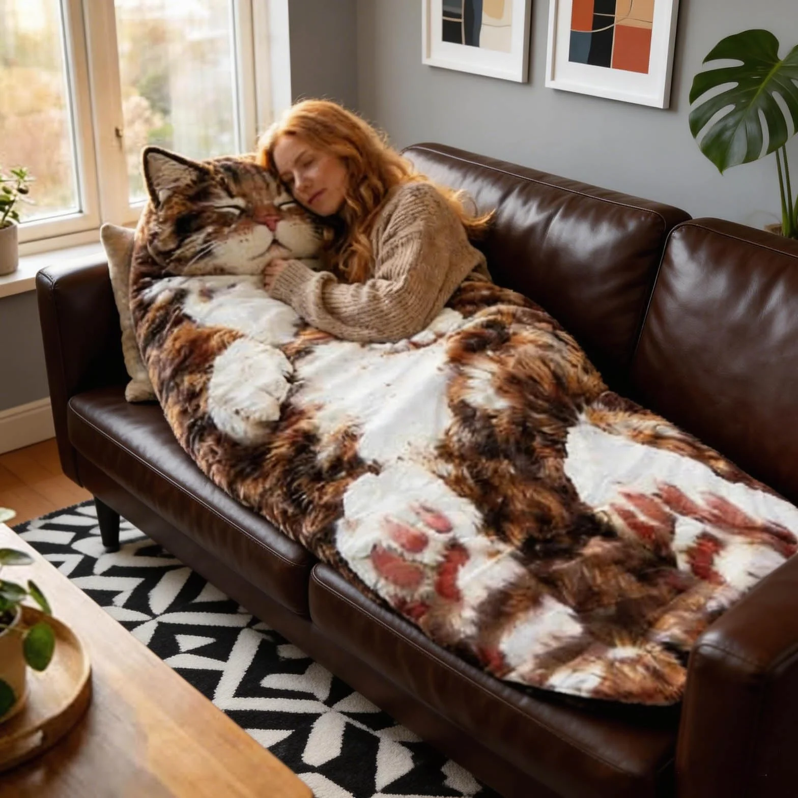 Saco de dormir de felpa con estampado de gato, saco de dormir de animales adultos, diseño de sobre de felpa gigante, lavable a máquina, manta cálida con temática de gato lindo para el hogar, camping