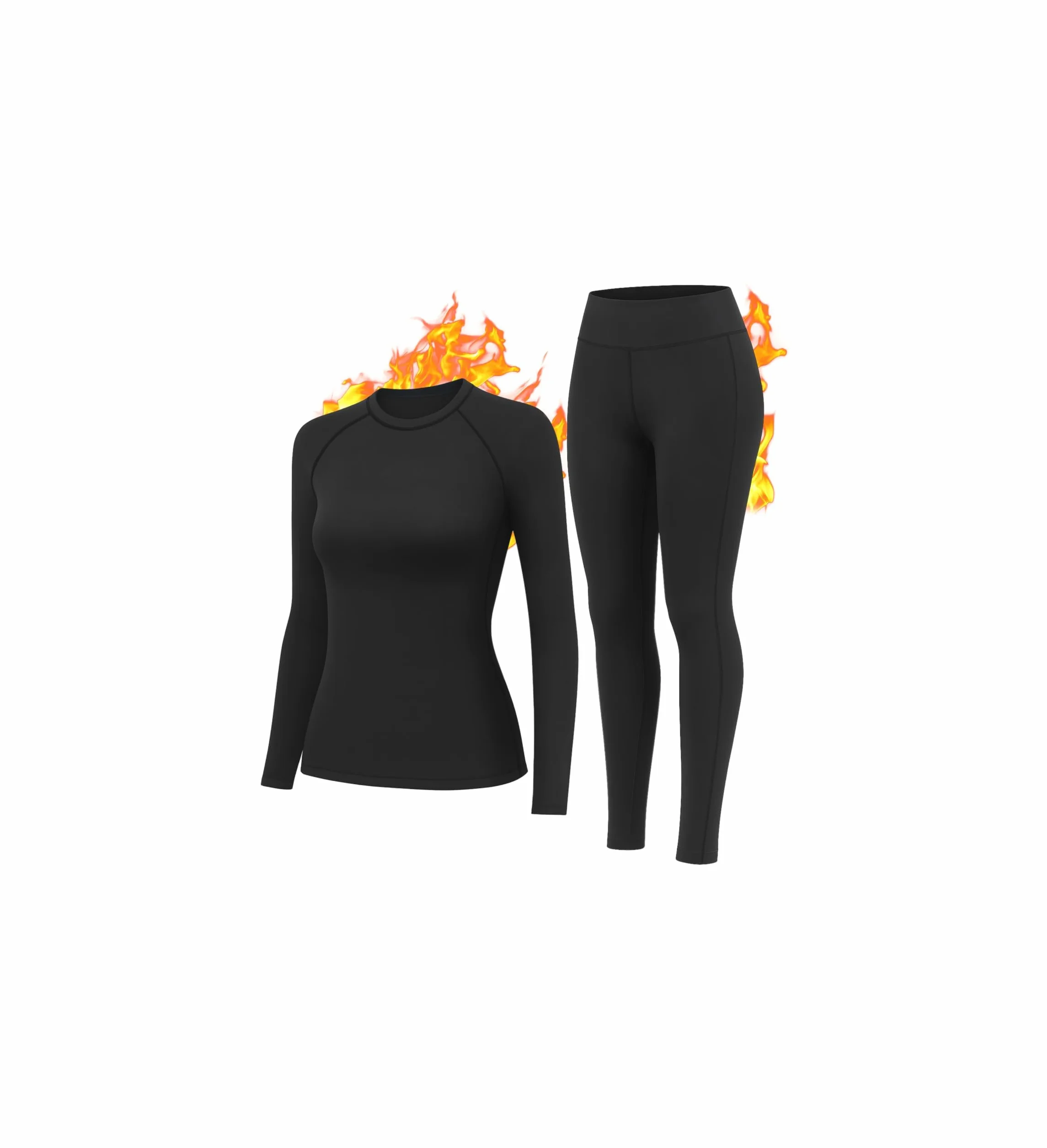 HiZiTi Camiseta Térmica Mujer Invierno Manga Larga Conjunto Interior Térmico Ropa Frío Extremo Negro Blanco