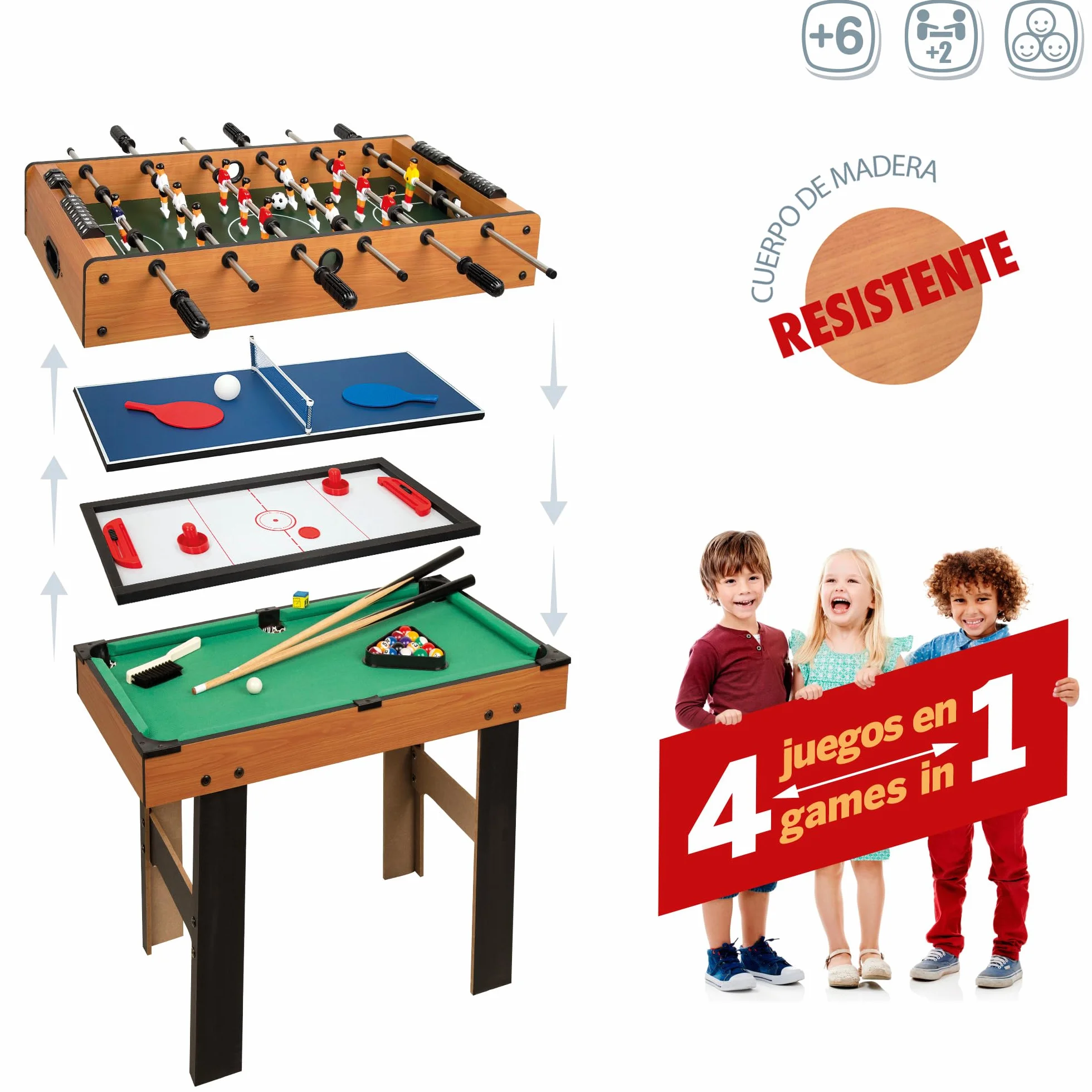 ColorBaby CB Games - Mesa multijuegos 4 en 1 con Patas (85328)