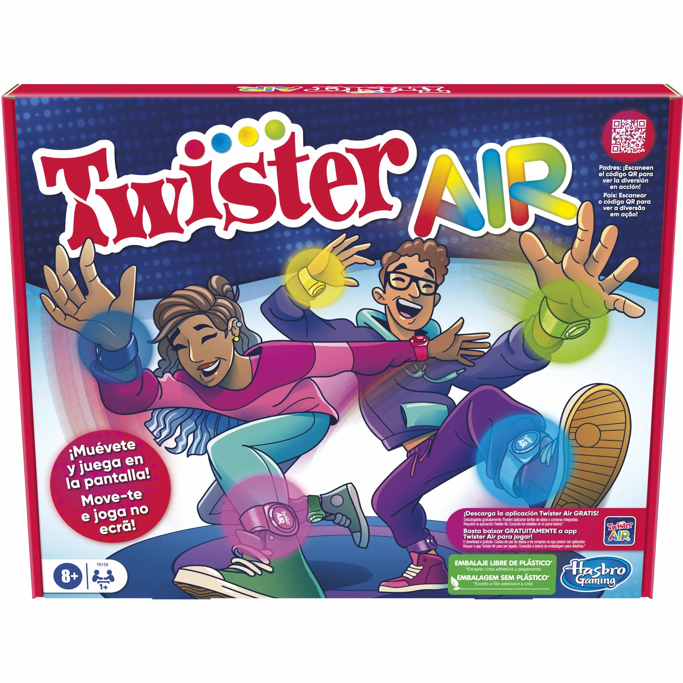 Hasbro Gaming Twister Air Juego RA Conecta Dispositivos Inteligentes Activos Fiesta 8 años