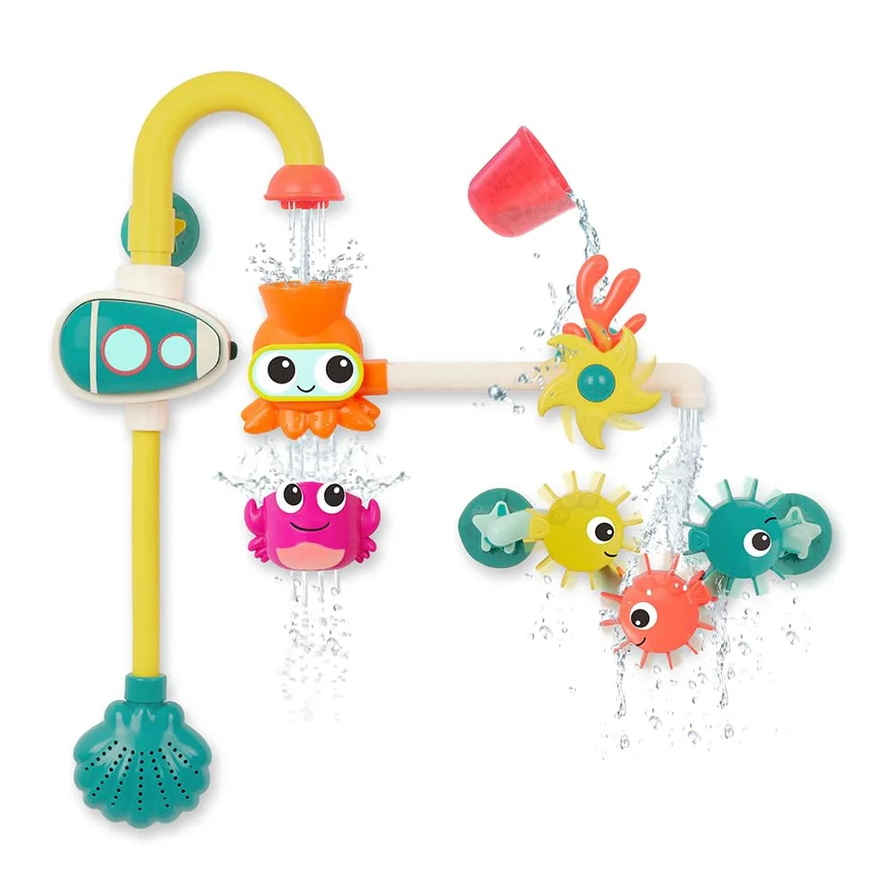 B. toys - Juguete Bomba de Baño - Juego acuático Submarino - 2 Modos de Bombeo (batería + Manual) - Taza de Goteo, hileras y Engranajes - 10 Meses +