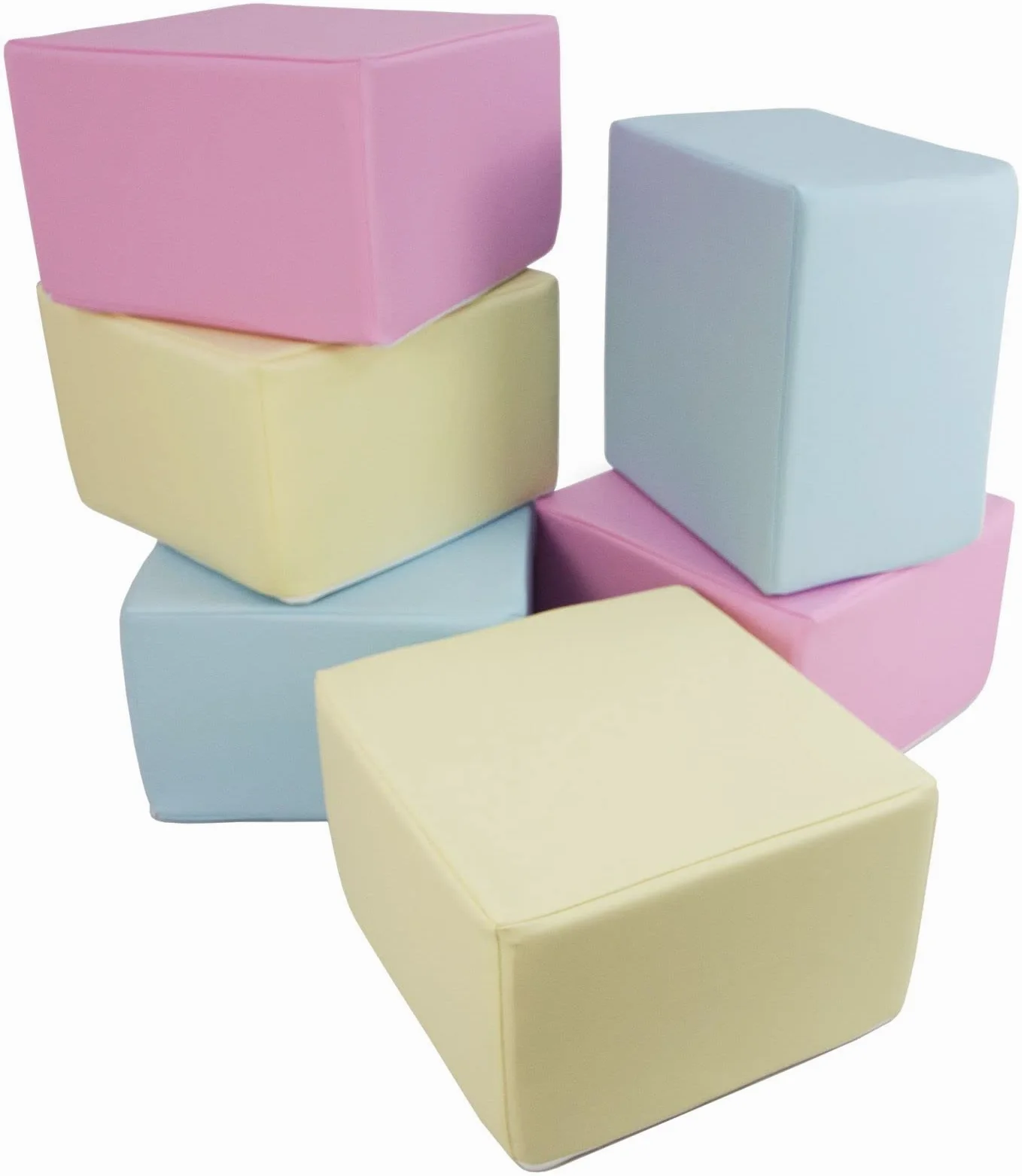 Velinda Conjunto de 6 Bloques de Espuma para el Juego, guarderías, Salas de Juego (Color: Rosa, Azul, Amarillo (Pastel))