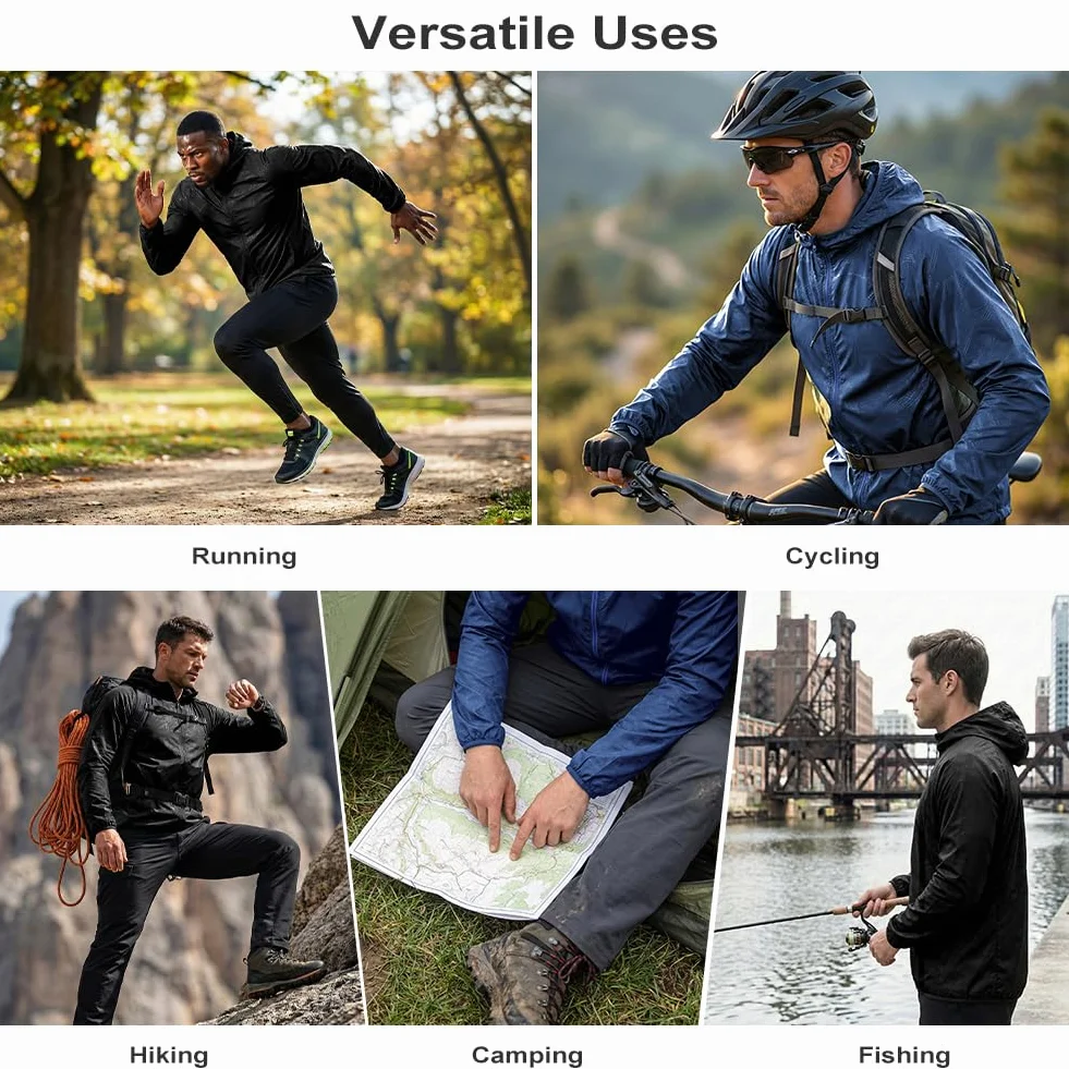 Chaqueta Deportiva Hombre Impermeable Ligera Cremallera Chubasquero Running