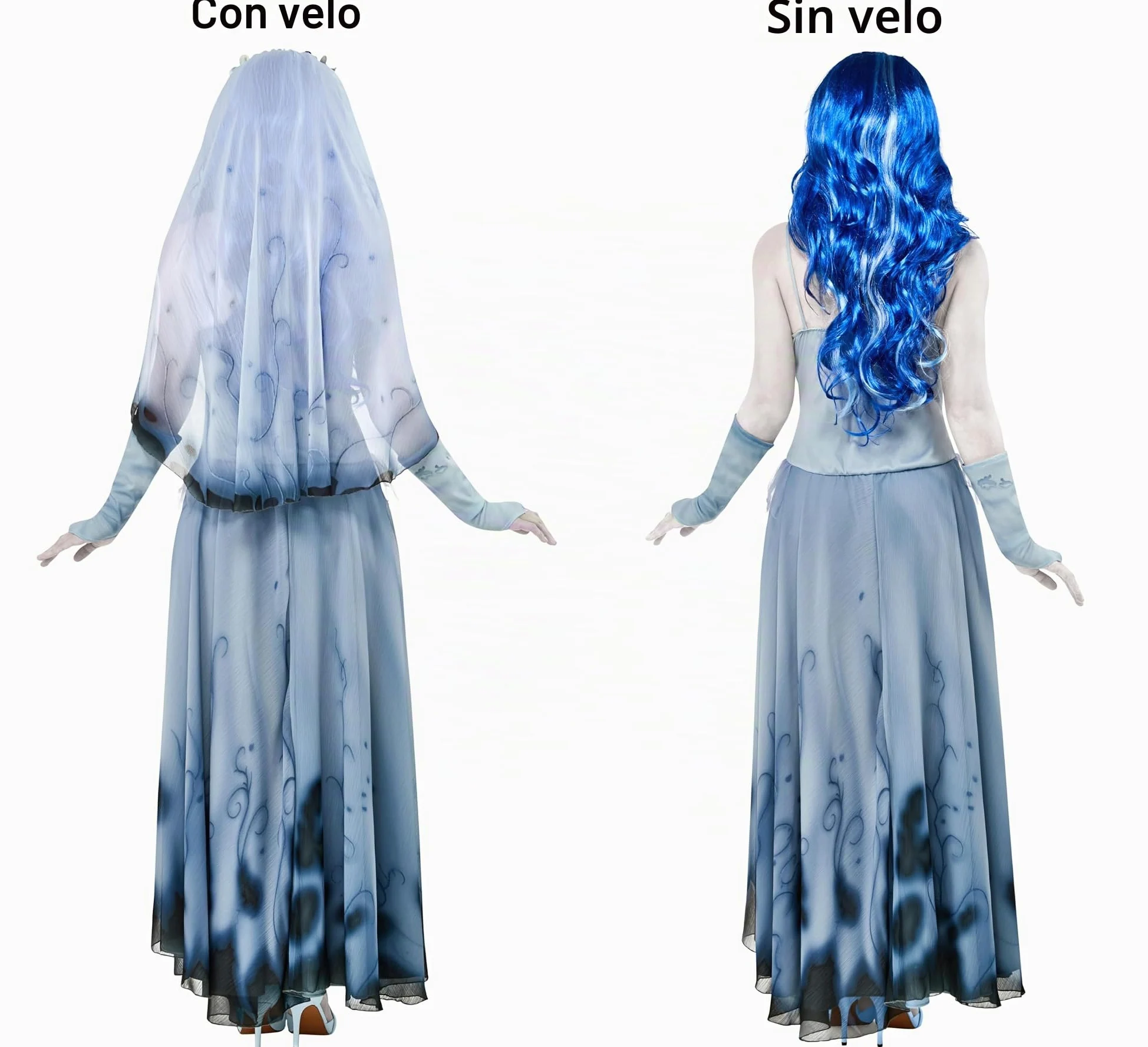 Rubies - Disfraz de novia cadáver Emily y velo para mujer