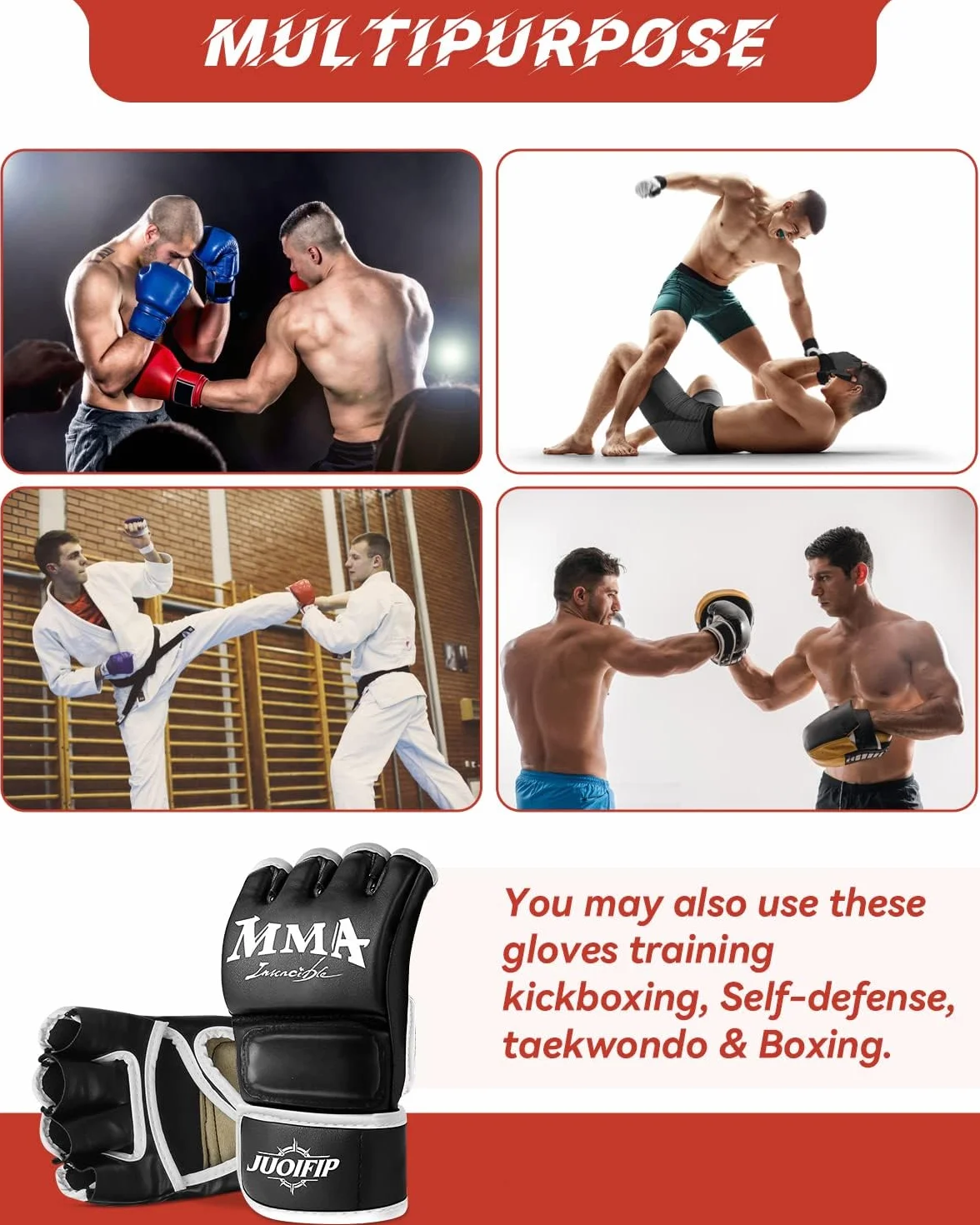 Bolsa de Boxeo Guantes de Cuero Sintético Guantes de Boxeo Pesada Entrenamiento MMA UFC