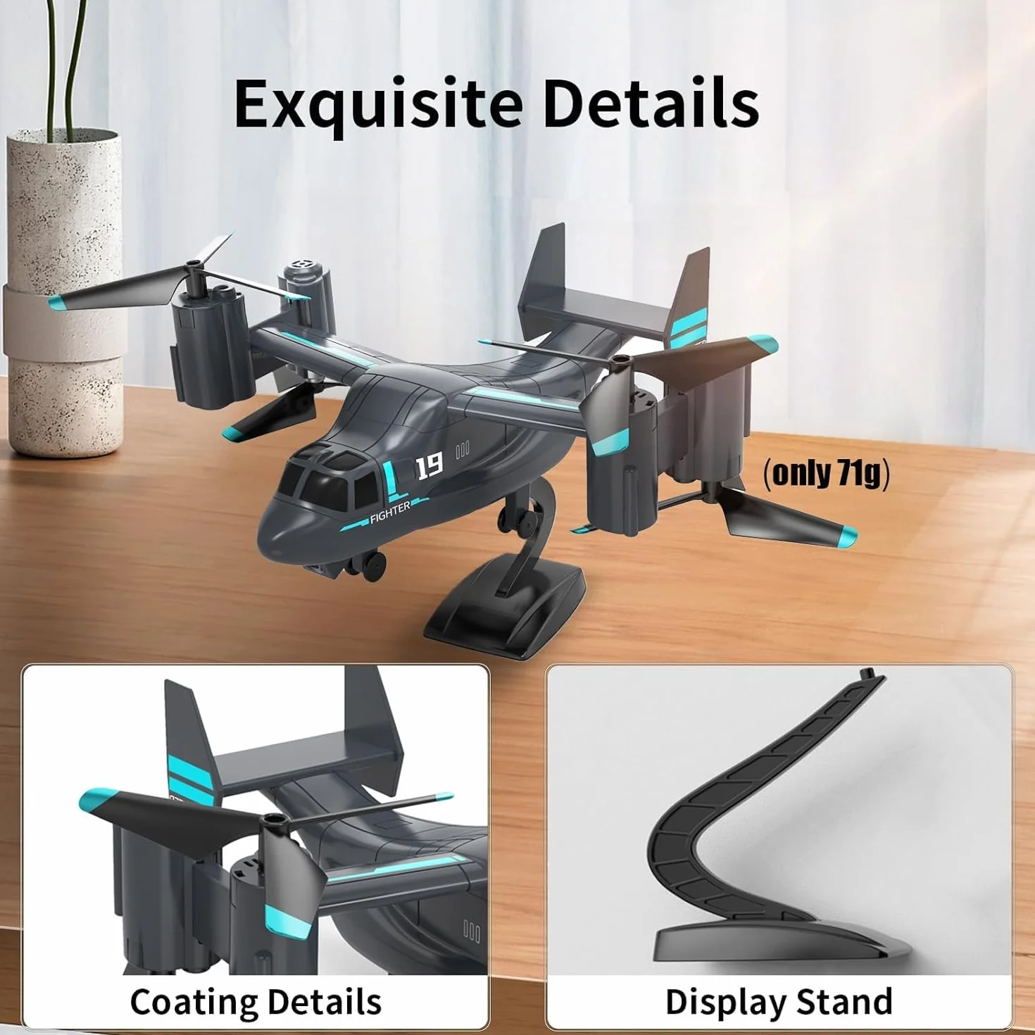 OBEST Helicóptero Teledirigido con Cámara 1080P, Mini RC FPV Drone Juguete, 2 Baterías