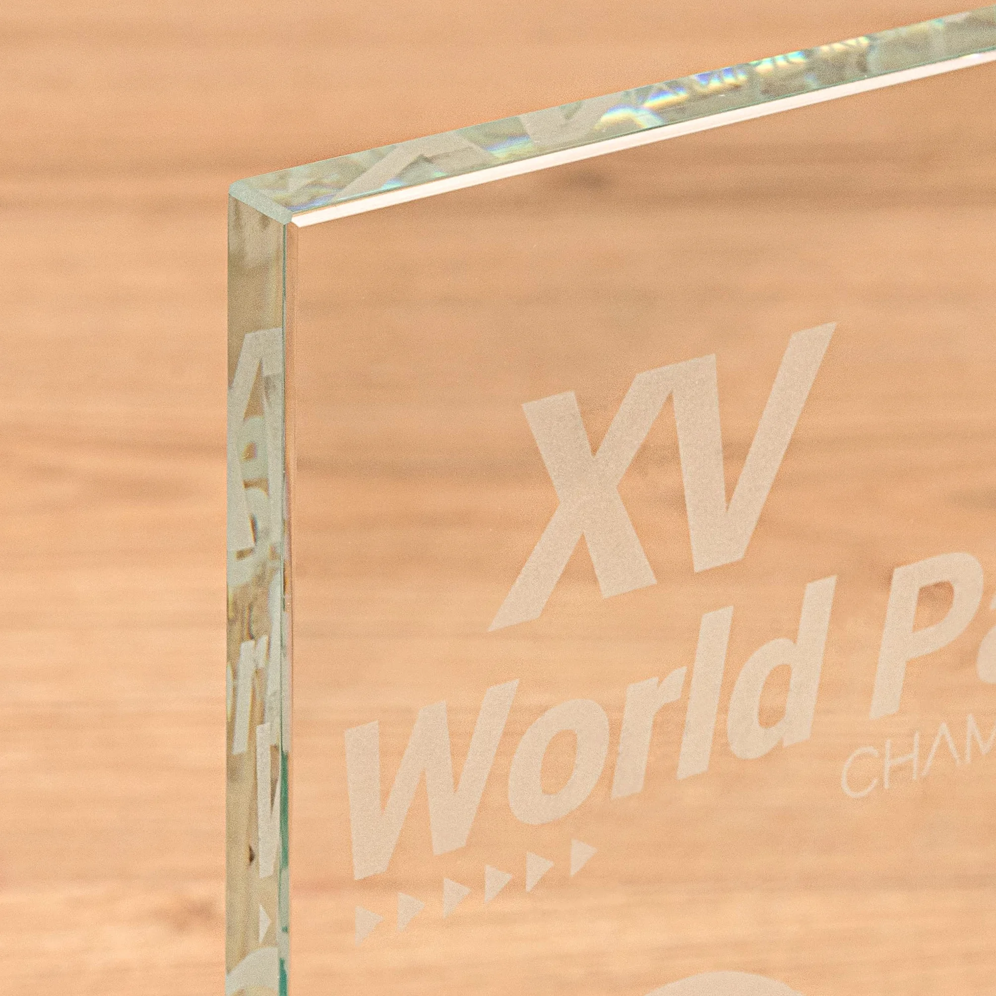Trofeo Personalizado con Nombre y Texto Cristal Grabado Escala de Grises Rectangular 12x19 cm Incluye Estuche