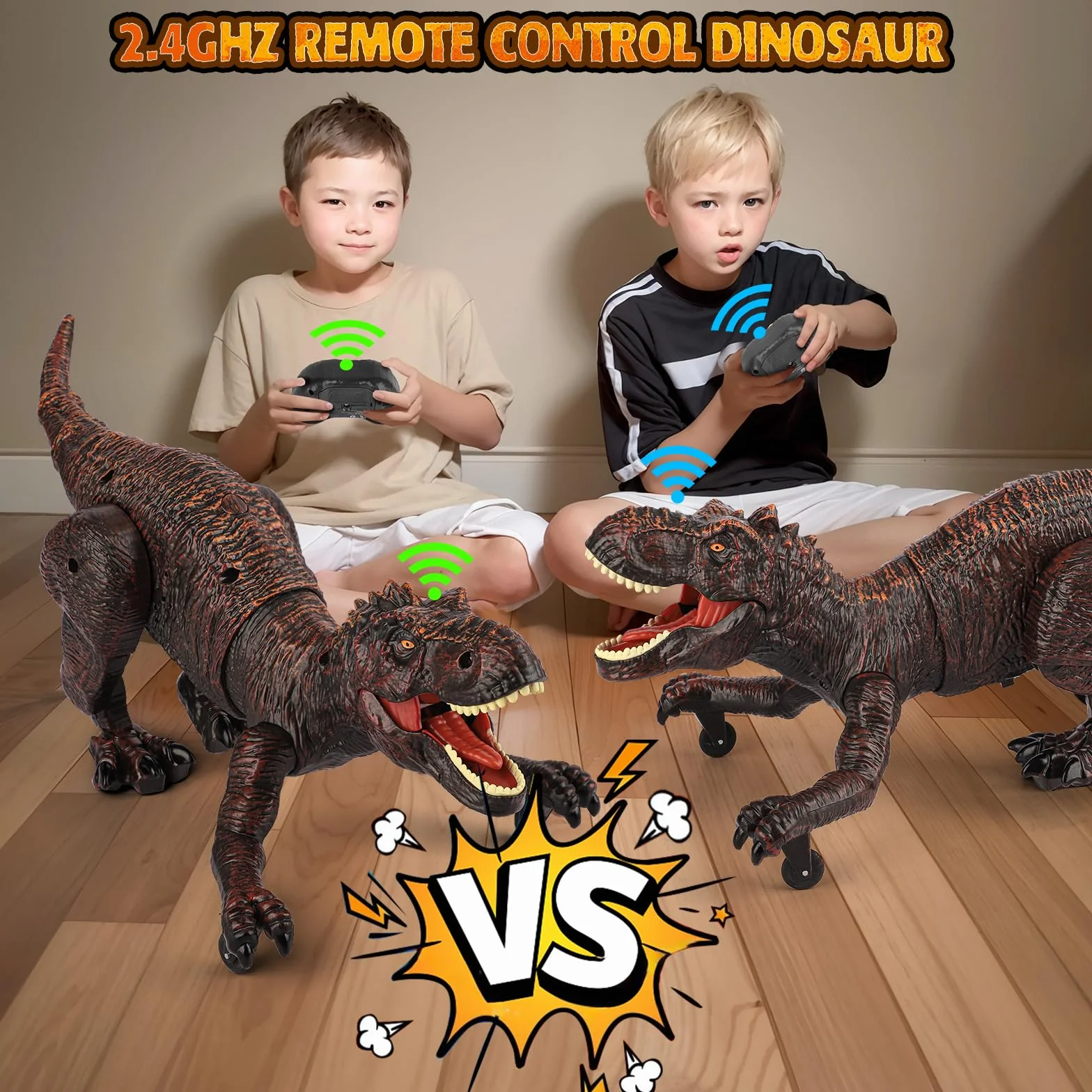 Juguete Dinosaurio Teledirigido, 2.4GHz RC Dino Robots con Rociar, Rugido y Luz, Caminar, Radiocontrol Animales Recargable Interactivo Dragon Juegos Educativo Regalo para Niños Niñas 5 6 7 8 9+ Años