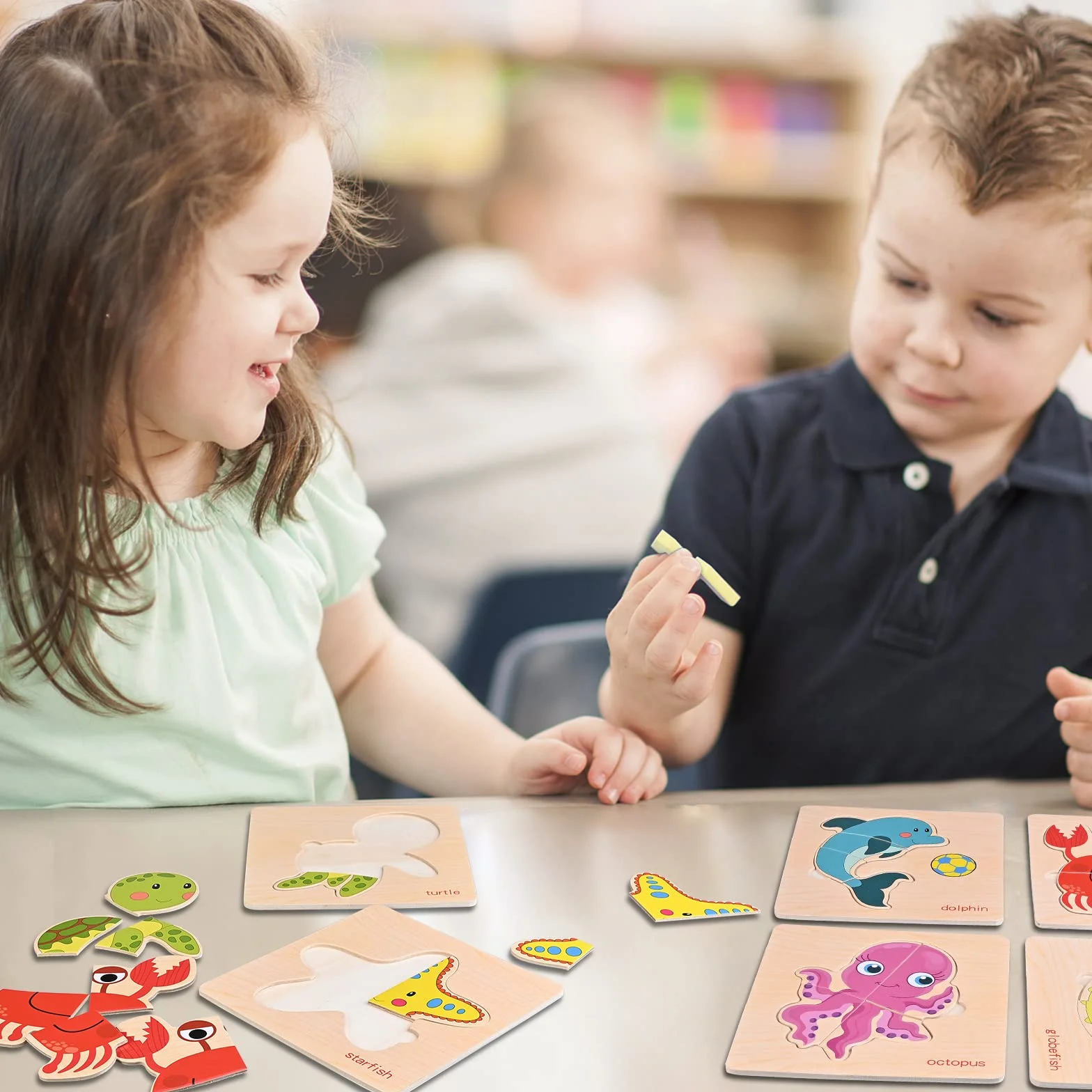 GOLDGE Puzzle 16 Pcs Juegos Educativos Animales Rompecabezas Niños 1-5 Años