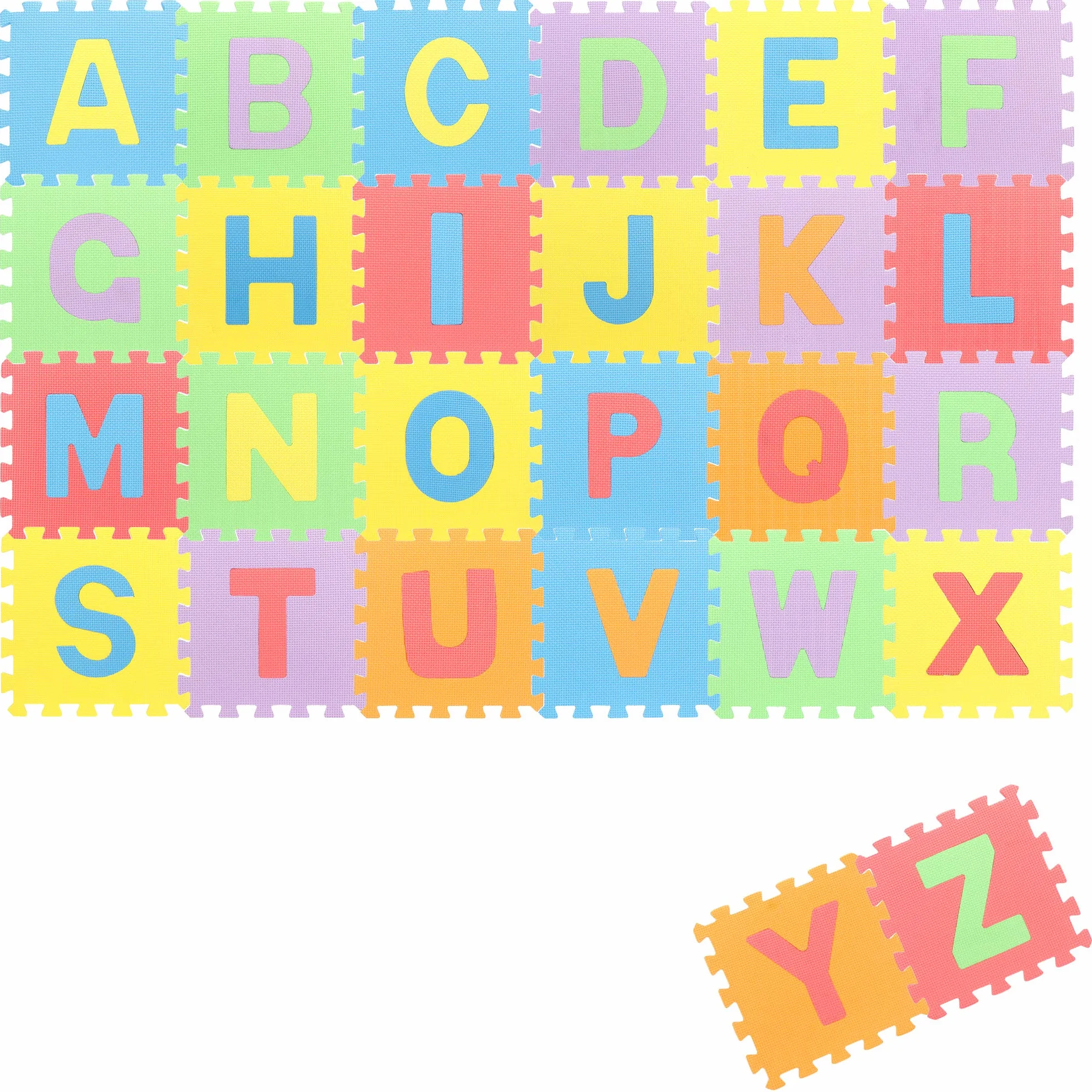 COM-FOUR® Puzzle de Suelo de 26 Piezas, Alfombrillas Blandas con Letras, Ideal para niños a Partir de 2 años, práctica Almohadilla Protectora para el Suelo [la Mezcla de Colores varía] (Letras)