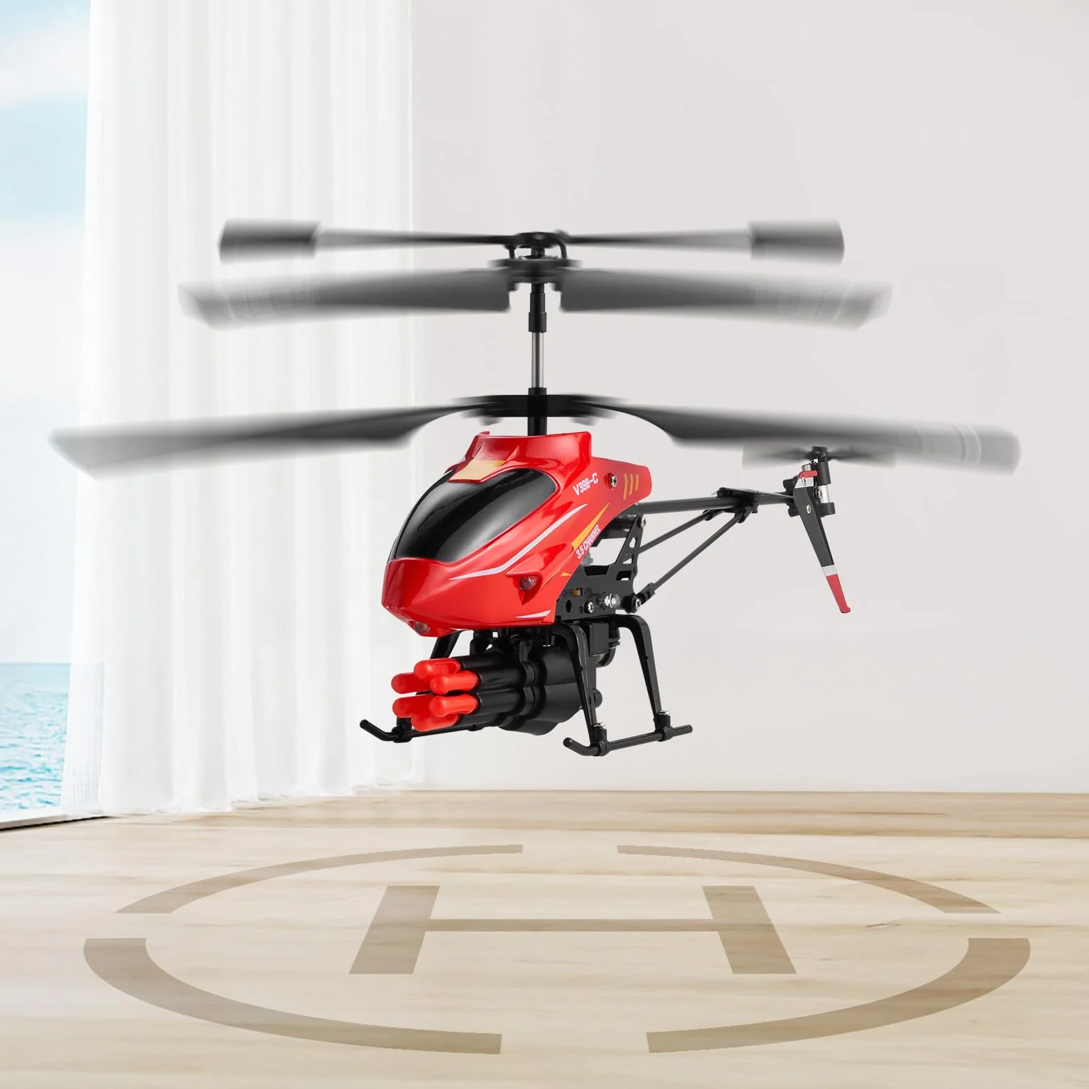 VEVOR Helicóptero de Control Remoto de 2,4 GHz 3,5 Canales con Modo de Disparo, Retención de Altitud Despegue/Aterrizaje con una Sola Tecla y Luces LED Juguete para Niños Mayores de 14 Años