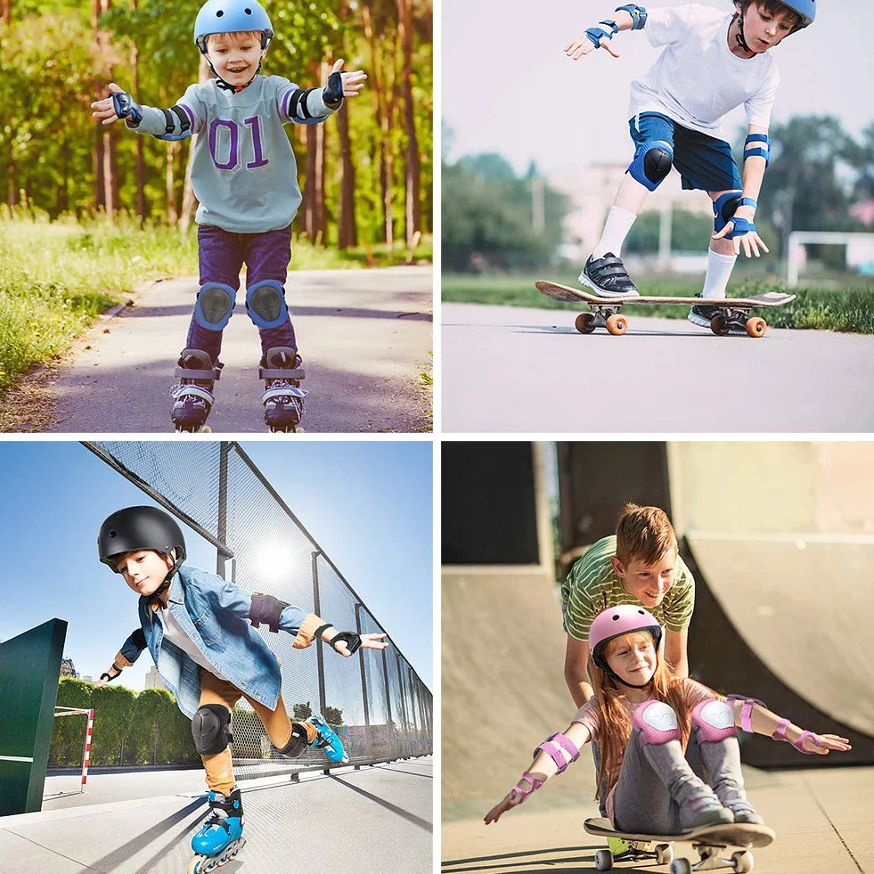 Wayin Casco y Rodilleras para Niños Bicicleta Monopatín Patinete