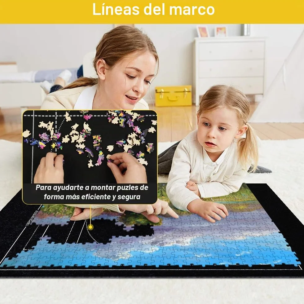 Ainiv Tapete Puzzle, Puzzle Roll Mat con Líneas Auxiliares para hasta 1500 Piezas, Plegable Alfombra Puzzle con Bomba Inflable, Antideslizante Tapete Puzzle para Almacenar Rompecabezas