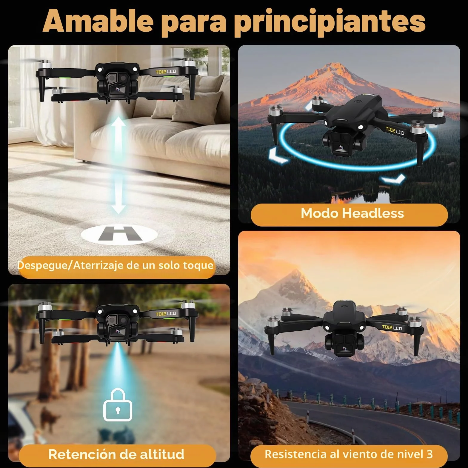 Toladrone TD12LCD Dron con Cámara para Adultos, Drones con Posicionamiento por Flujo Óptico, Motor sin Escobillas, Transmisión de Pantalla LCD, Plegable Drone para Principiantes, Menos de 249g