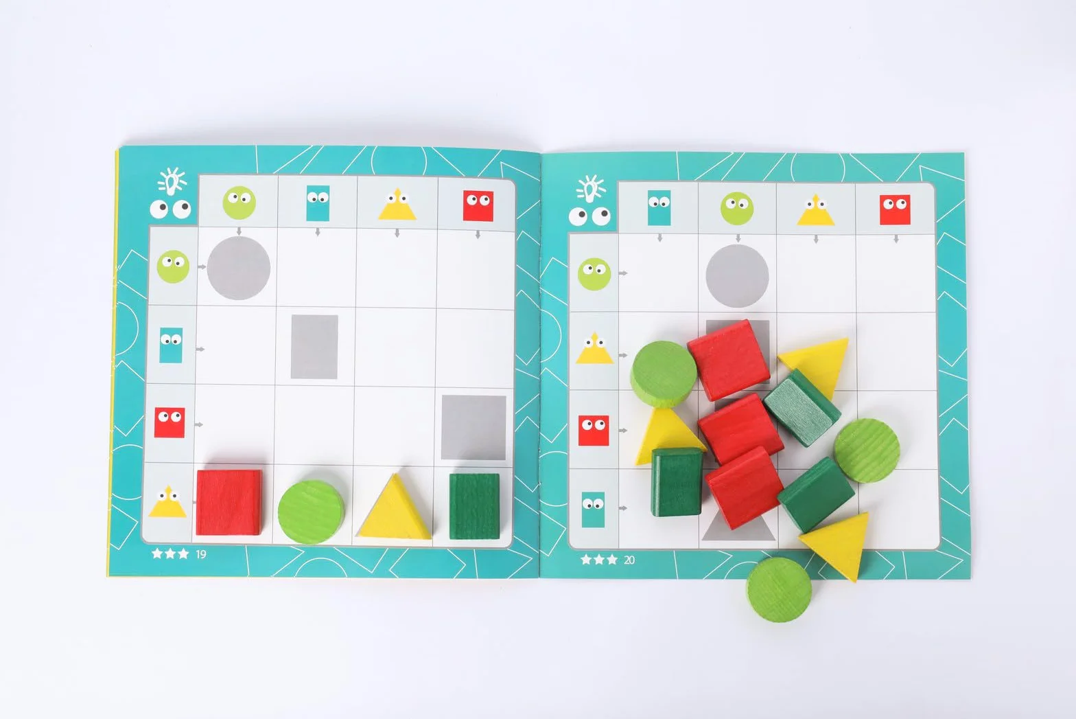 Sudoku Geométrico de Madera – Juguete Educativo 16 Piezas 20 Tareas – Estimula Lógica y Motricidad Fina – Desde 3 Años