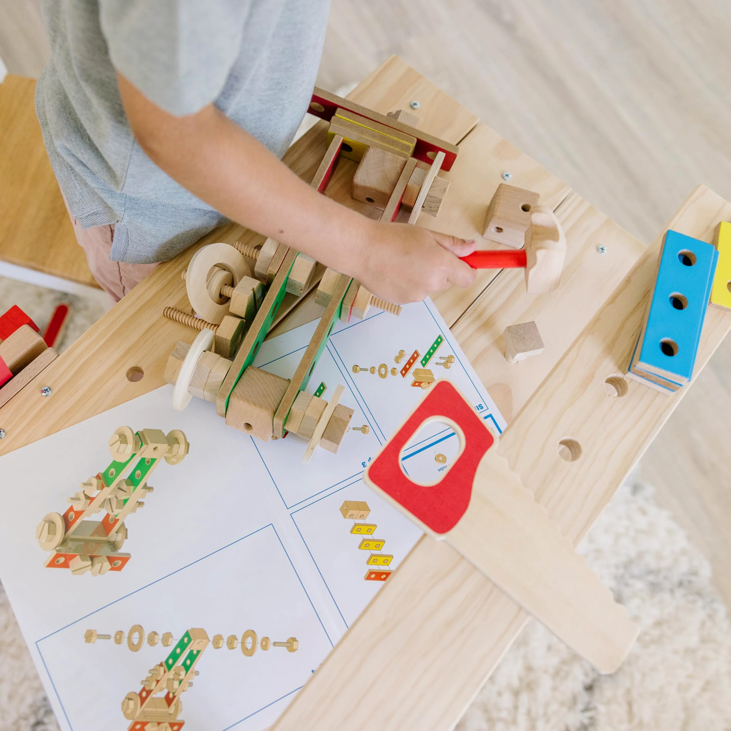 Melissa & Doug Banco de Carpintero de Madera para niños|Juguete Grande de Madera | Juego Creativo Montessori| Juego de imitación |Regalo para niños y niñas de 3 4 5 6 7 8 9 Años