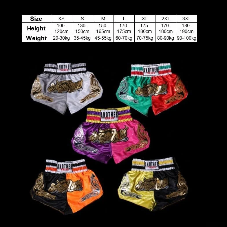 Pantalones cortos de Muay Thai transpirables para niños y adultos con cintura elástica
