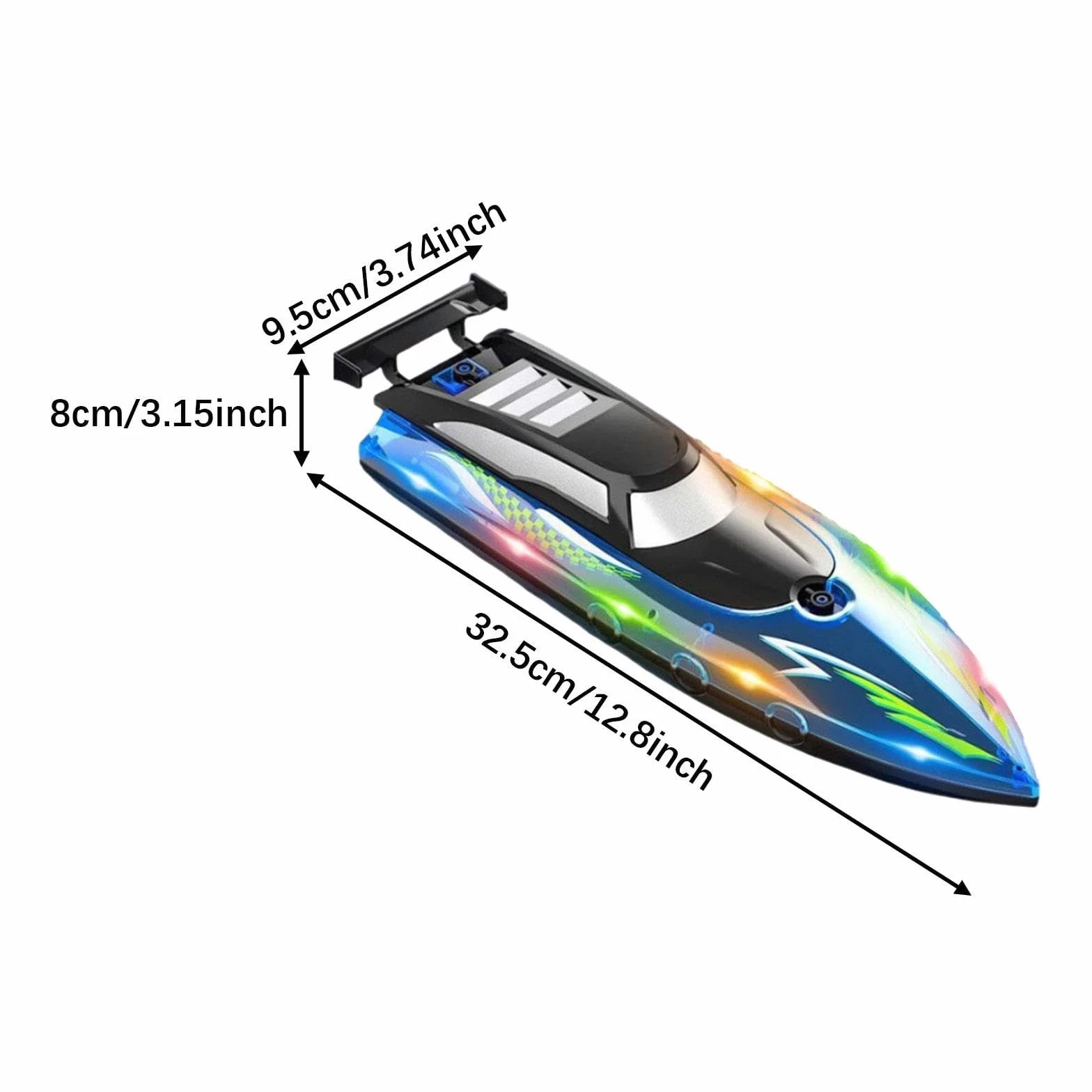 Lancha Teledirigida para Juegos Acuáticos, Embarcación Radiocontrolada para Niños, Modelo de Barco Rápido E Impermeable con Iluminación Integrada, Azul