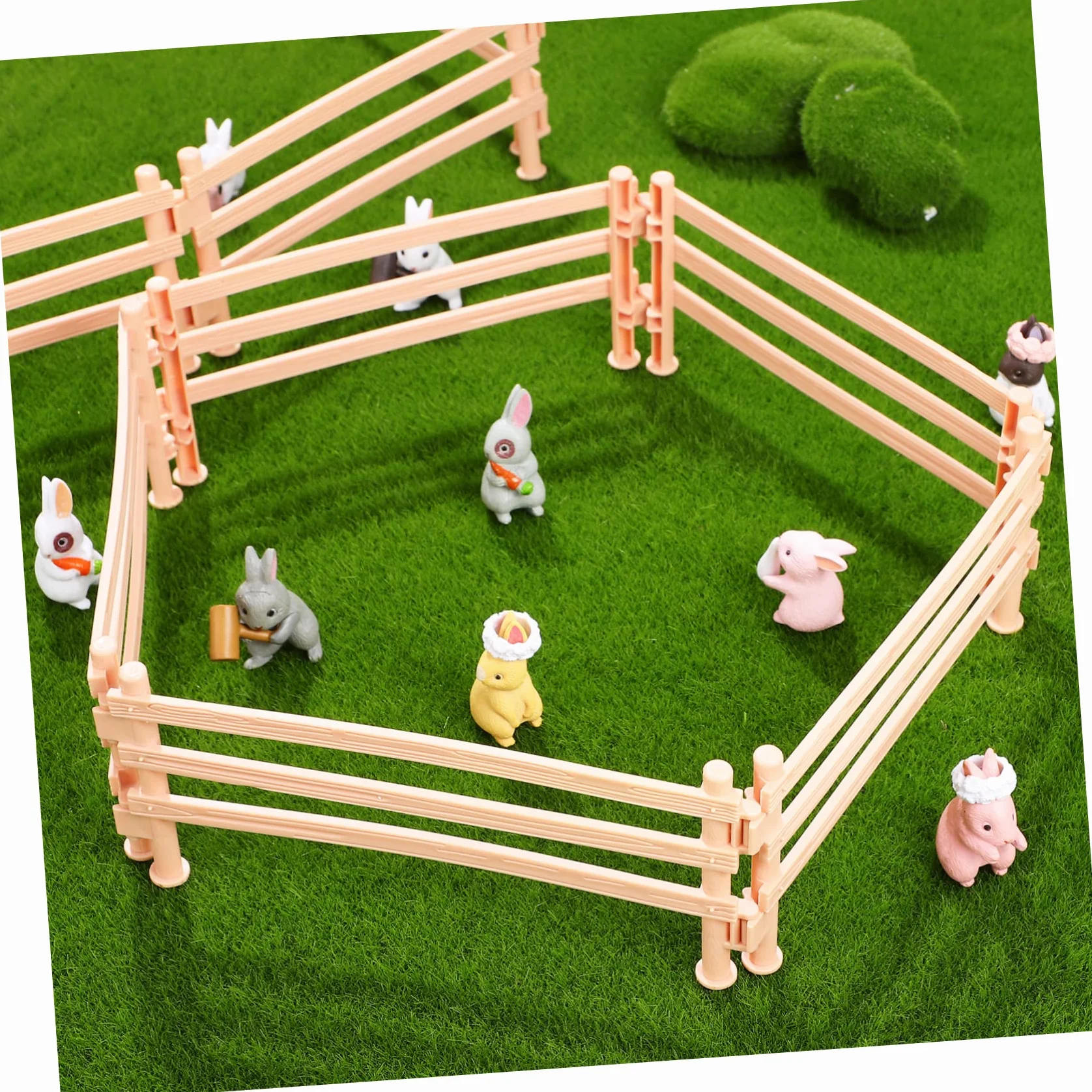 ibasenice Vallas De Juguete para Granja 50 Piezas Beige para Niños Set De Paneles Puntales para Establo y Figuras Animales Juego Creativo y Educativo