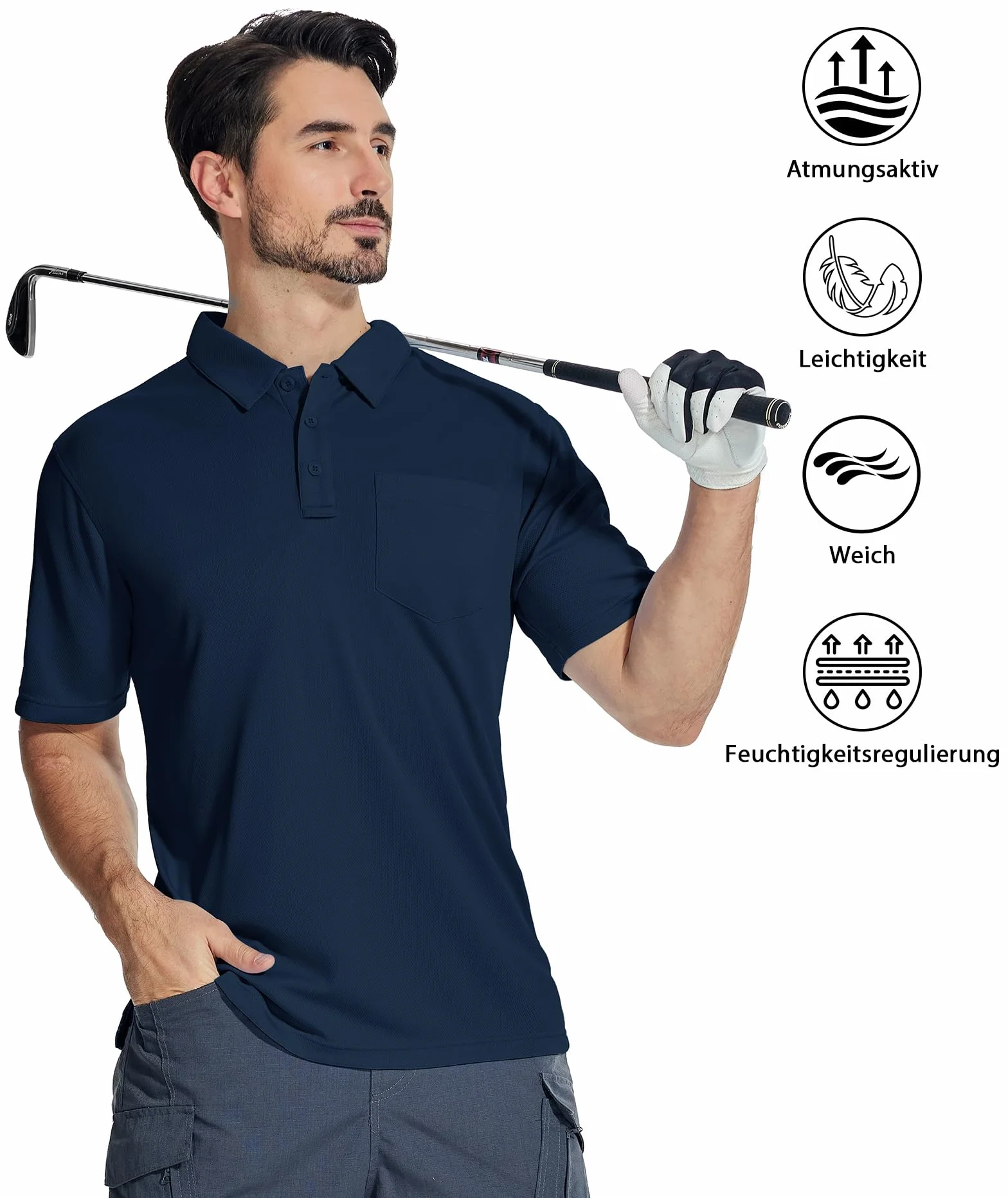 SwissWell Polo Hombre Manga Corta Transpirable Golf Camisa