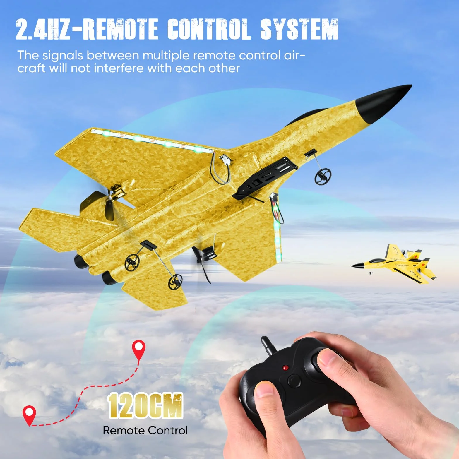 Avión de Control Remoto, Avión RC de 2,4GHz, 2 Modos de Inicio, Aviones de Control Remoto con Sistema de Vuelo Giroscópico de 3 Ejes, Luz Nocturna LED y Carga USB para Principiantes y Niños