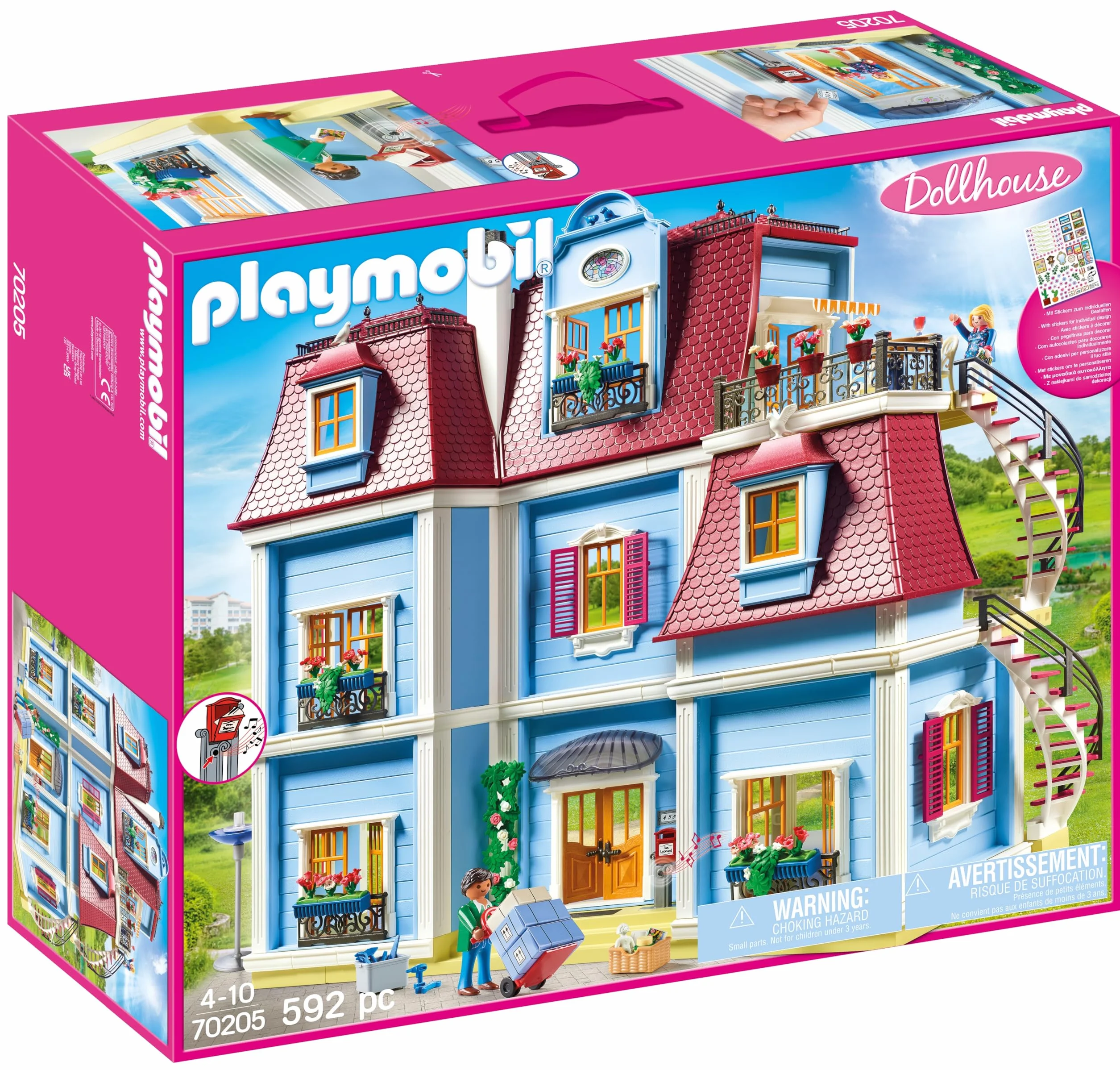 PLAYMOBIL Dollhouse 70205 Casa de Muñecas, con Timbre Real, A partir de 4 años