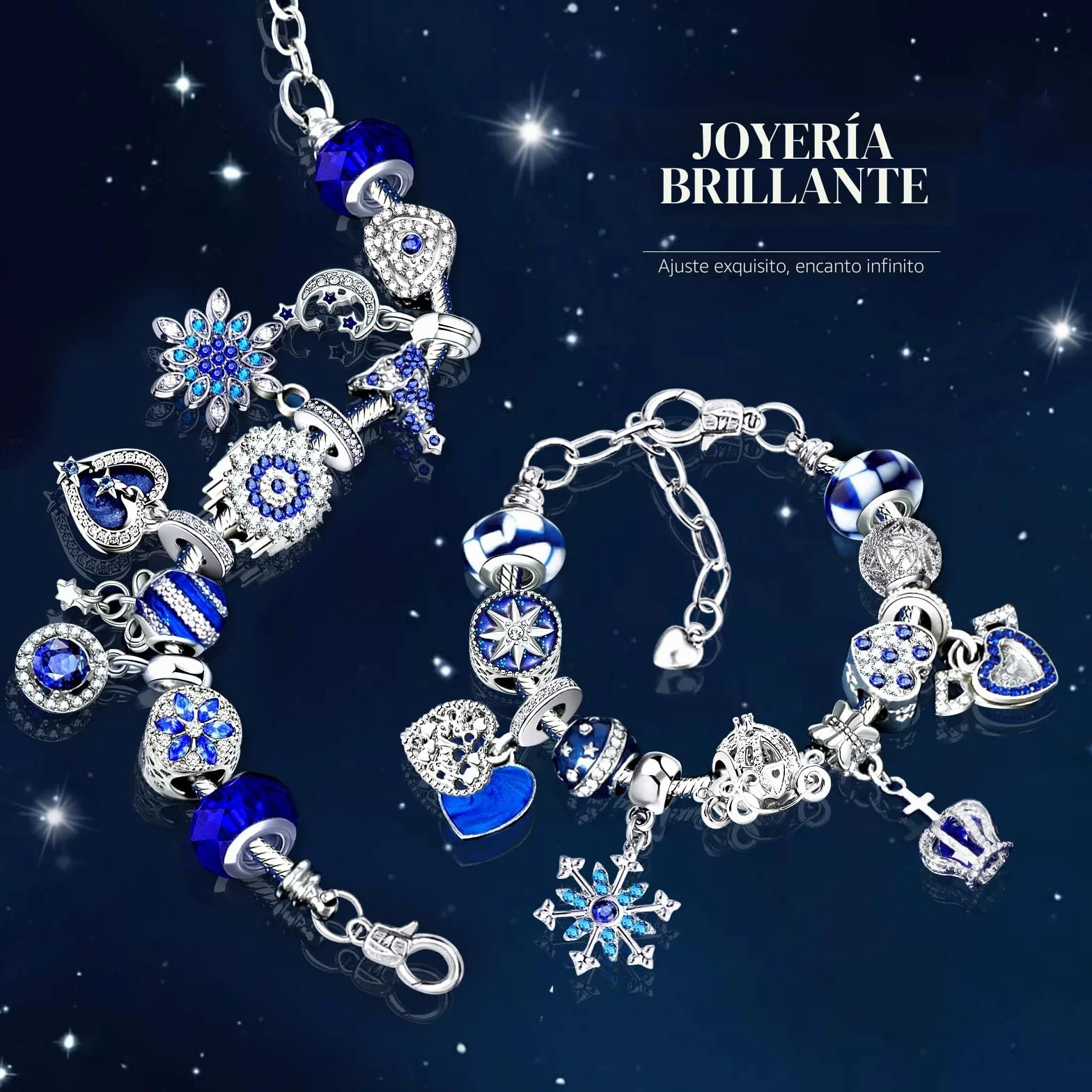 Calendario de Adviento 2025 Joyas Niña Pulseras, 24 días de Sorpresa Calendario de Navidad Cuenta Regresiva Mujer Bricolaje Charms Regalos Kit, Azul