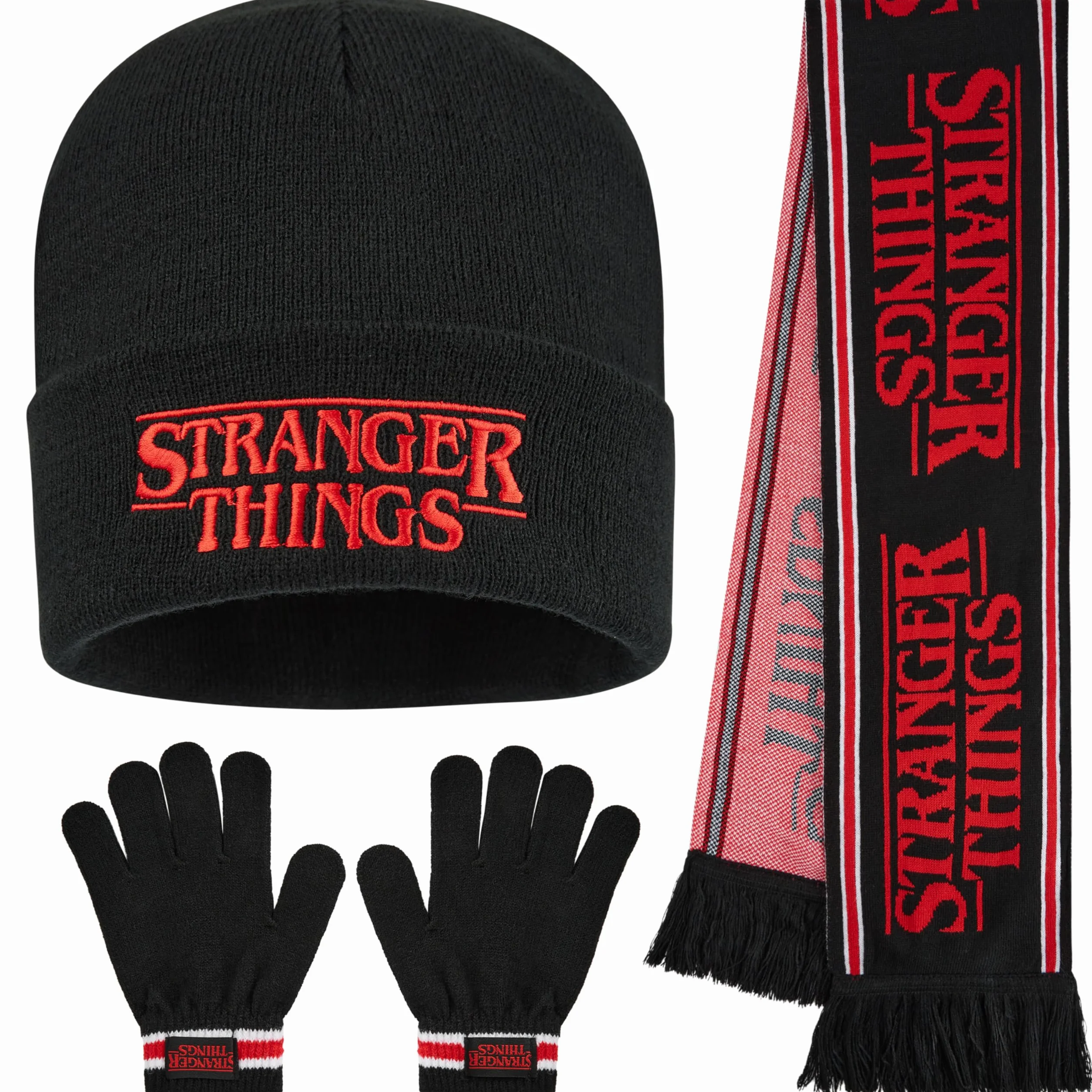 Stranger Things Conjunto Gorro Bufanda y Guantes Niño Niña Ropa Invierno