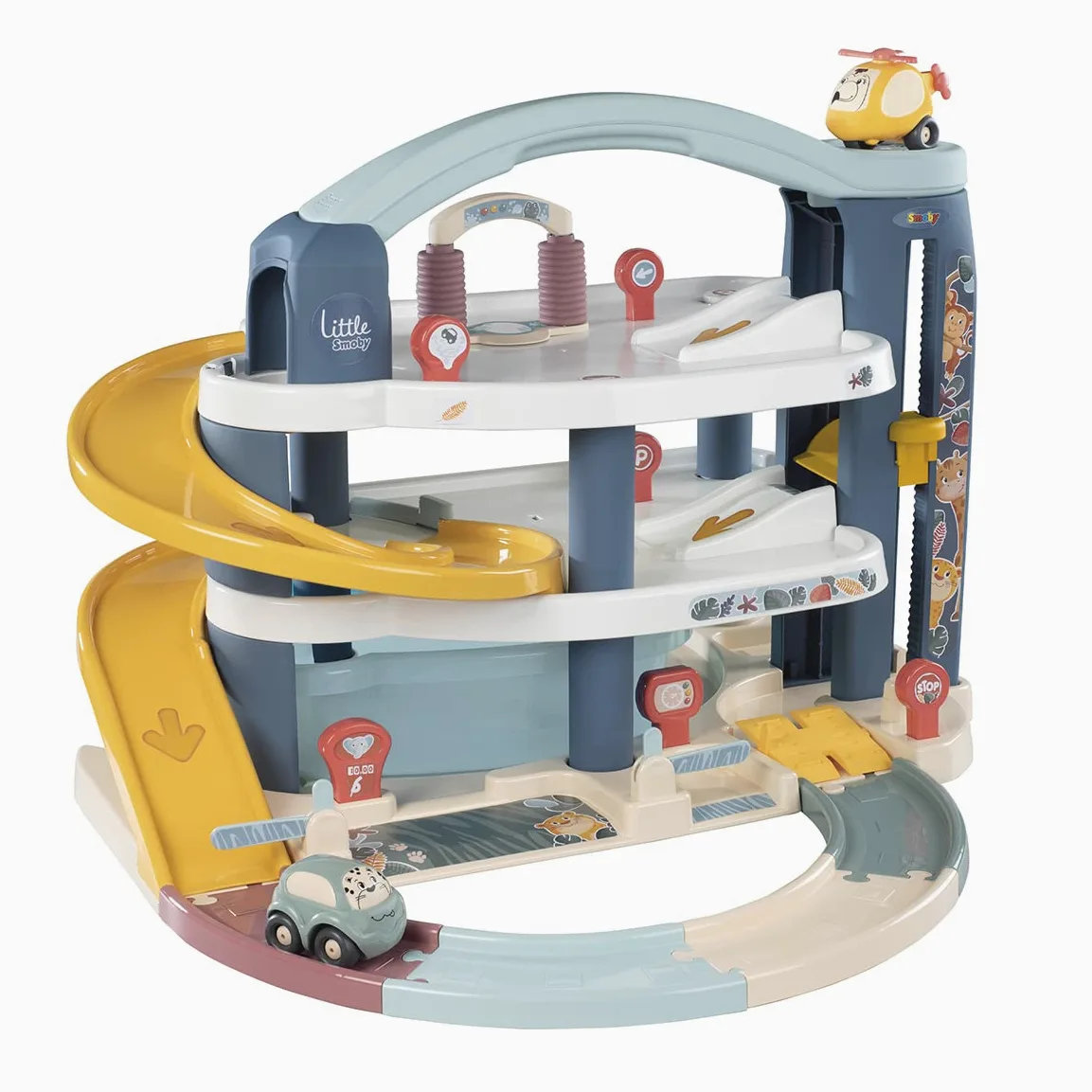 Little Smoby Garaje Grande 3 Niveles, Coche y helicopteros incluidos (7600140203)