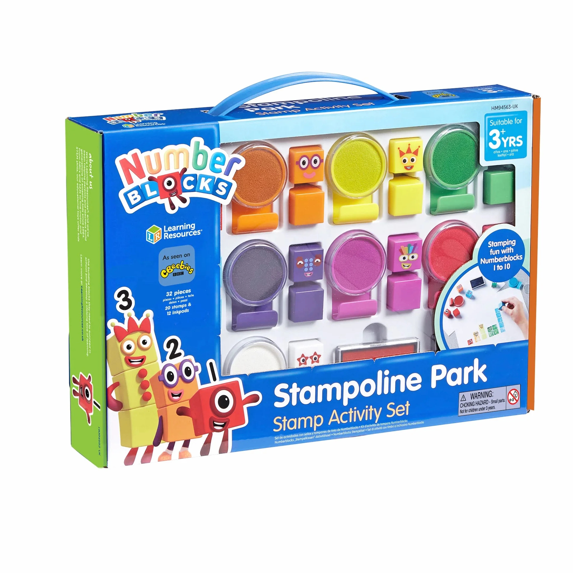 Learning Resources Set de Sellos Numberblocks – Parque de Stampolines con 32 Piezas – Tinta Lavable y Manualidades Creativas – Juguete Educativo para Niños 3+ Años