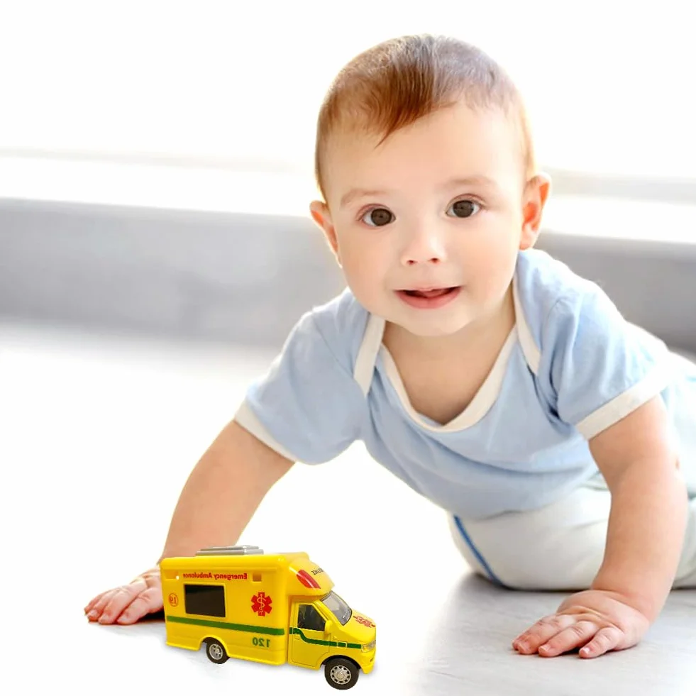 Juguete de Ambulancia de Emergencia, Educativos Metálico Mini Coches de Juguete, Regalo para Niños y Niñas Coche de Juguete para Niños a Partir de 3 Años 12.8 X 5.5 X 6.8 cm