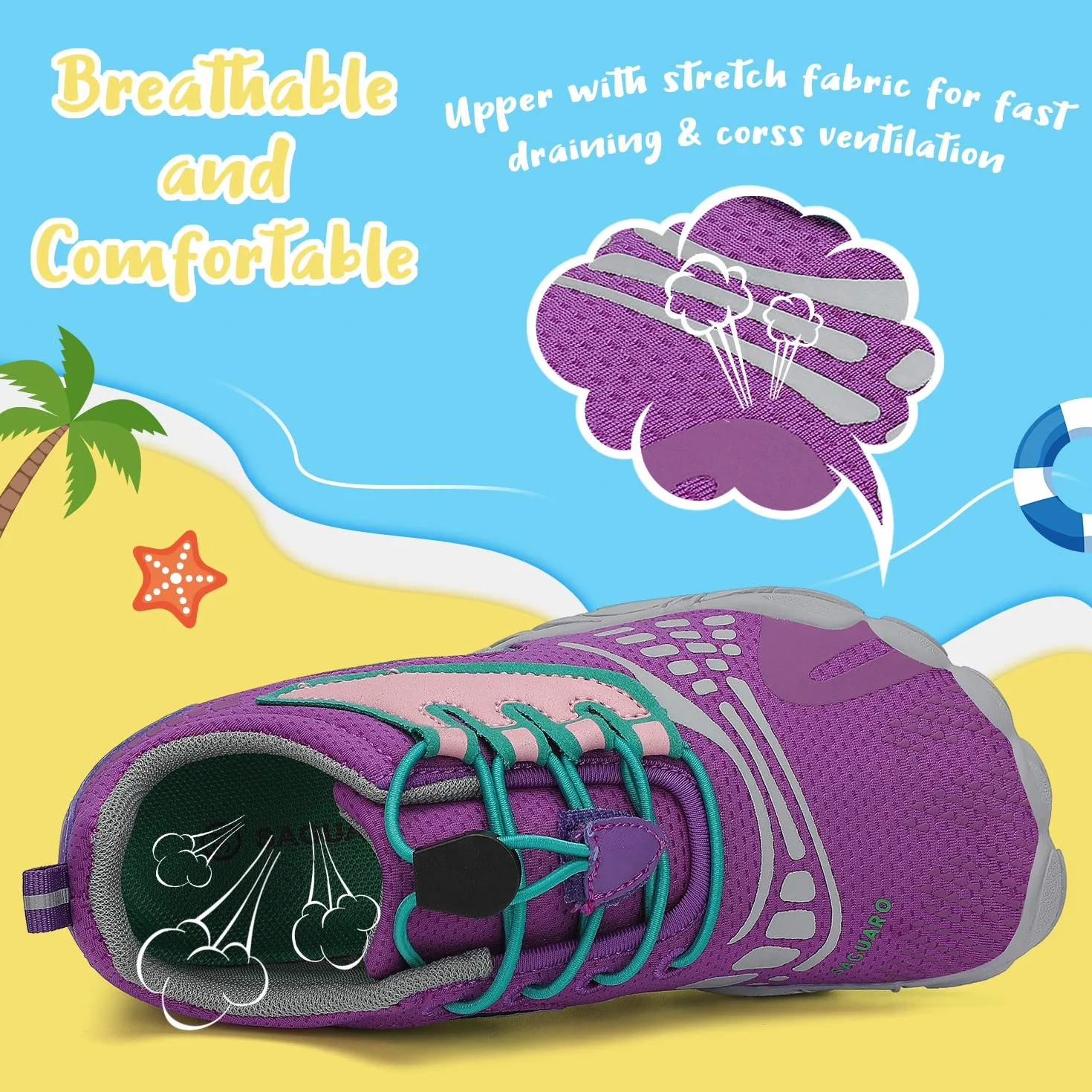 Saguaro Zapatos de Trail Niños Transpirable Antideslizante