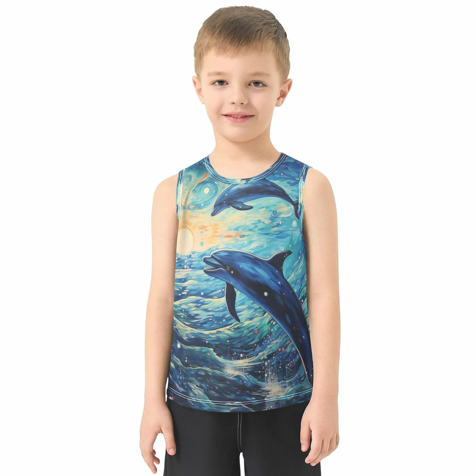 DelfíN ArtíStico Camisetas Sin Mangas Tipo Tank Top para Niños Jóvenes