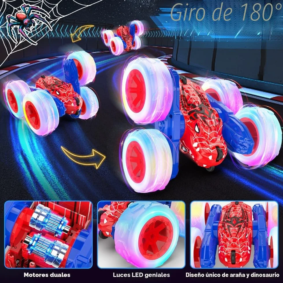 Mieryd Spider Coche Teledirigido, Acrobacia RC Carro Monster Truck 4x4 Crawler con Luz, Juguete Niño 3 4 5 6 7 8 9 Años Juego Infantile Exterior Regalo Cumpleaños Brinquedo Remote Control Car Toy
