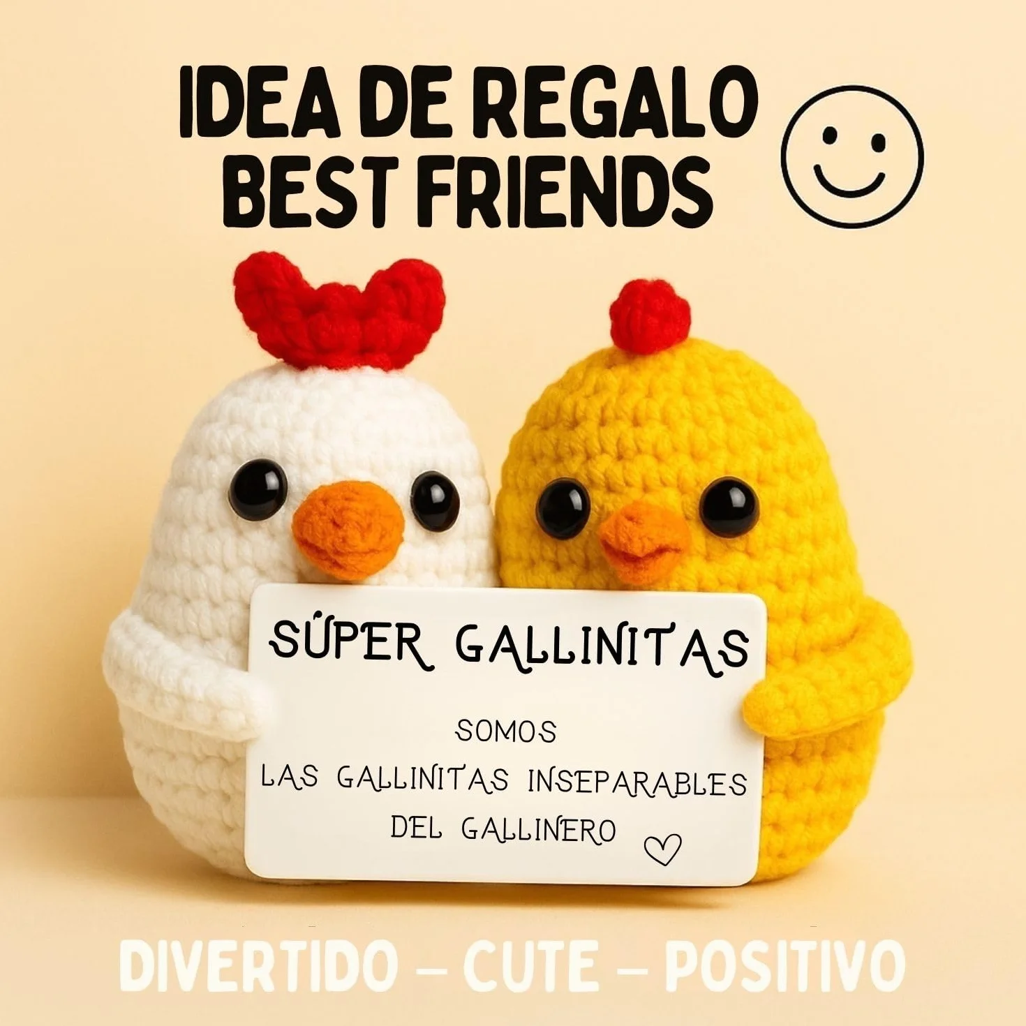 Super Gallinitas© | Regalo Original para Amigas | Idea Sorpresa Colega Companera Mejor Amiga BFF | Cumpleanos Fiesta Secret Santa Pascua | Peluche Hecha a Mano| Divertido & Cute | Amistad Inseparable