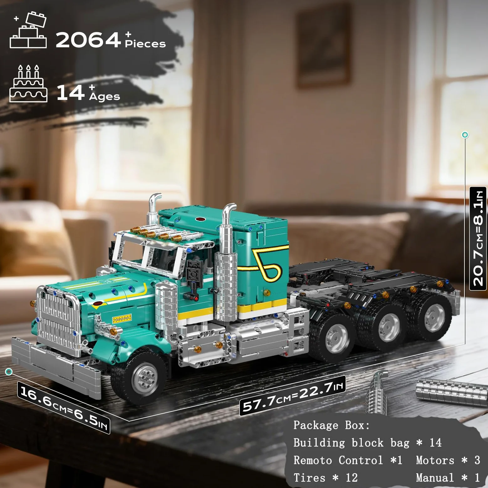 Mould King 13201 Technik American Truck - Juego de construcción de coche de juguete para construcción de coche, bloques de construcción clásicos, para adultos a partir de 14 años (2064 + piezas)