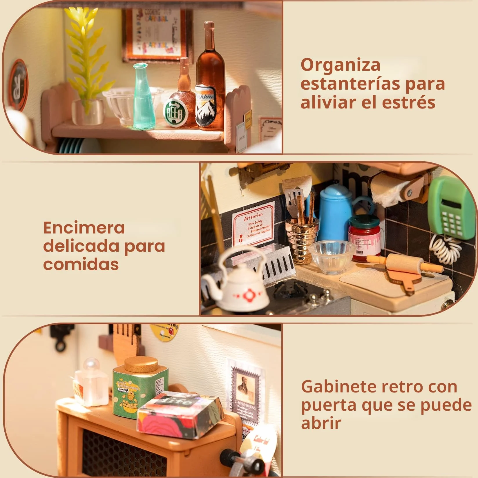 Rolife Casa de Muñecas Casa en Miniatura con Accesorios Hecha a Mano Kits Modelo para Adultos para Construir Juguetes Navidad Regalos de Cumpleaños para Mujeres (Homey Kitchen)