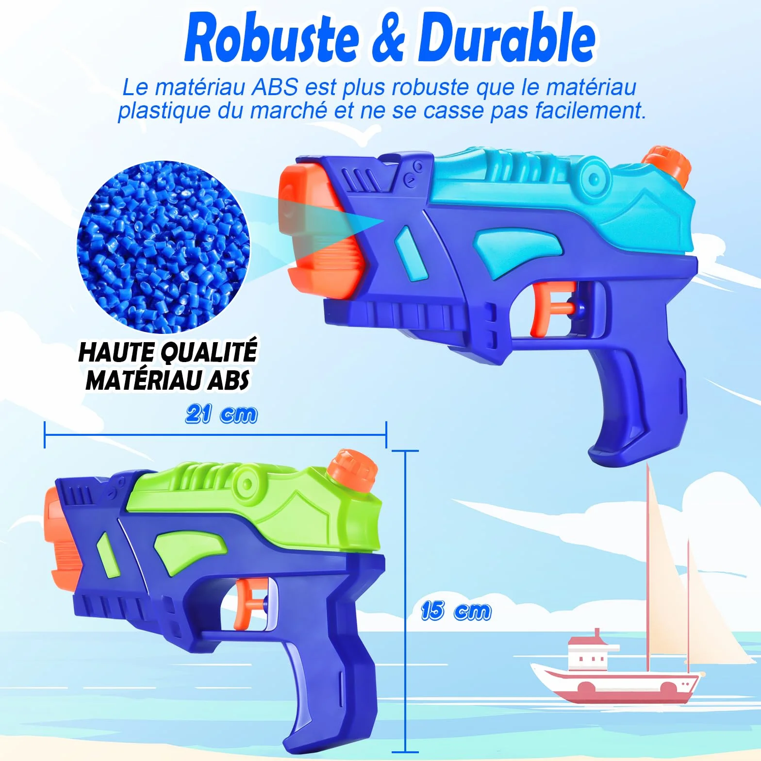 Pistolas de Agua para Niños, Pack de 2, Juguetes de Verano al Aire Libre con Gatillo