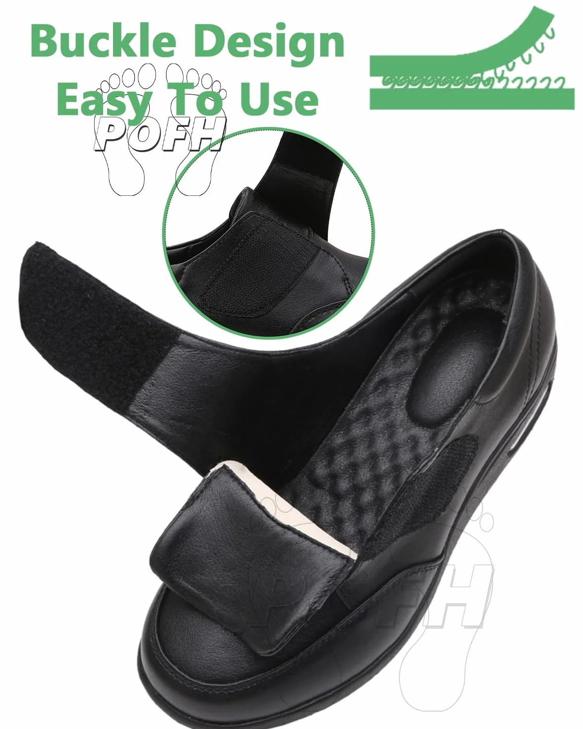 Zapatos ortopédicos para caminar de cuero PU transpirables para mujer y hombre diabéticos