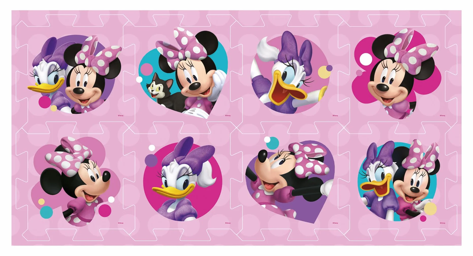 ARDITEX - Juego de Alfombra en Forma de Puzzle Fabricado de Foam de Disney Minnie y Daisy - 111x57cm - Color Rosa