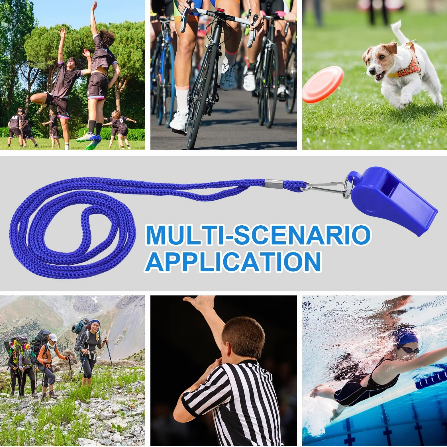 Lote de 3 Silbatos Deportivos con Cordón, Sonido Fuerte para Árbitros, Entrenamiento y Supervivencia