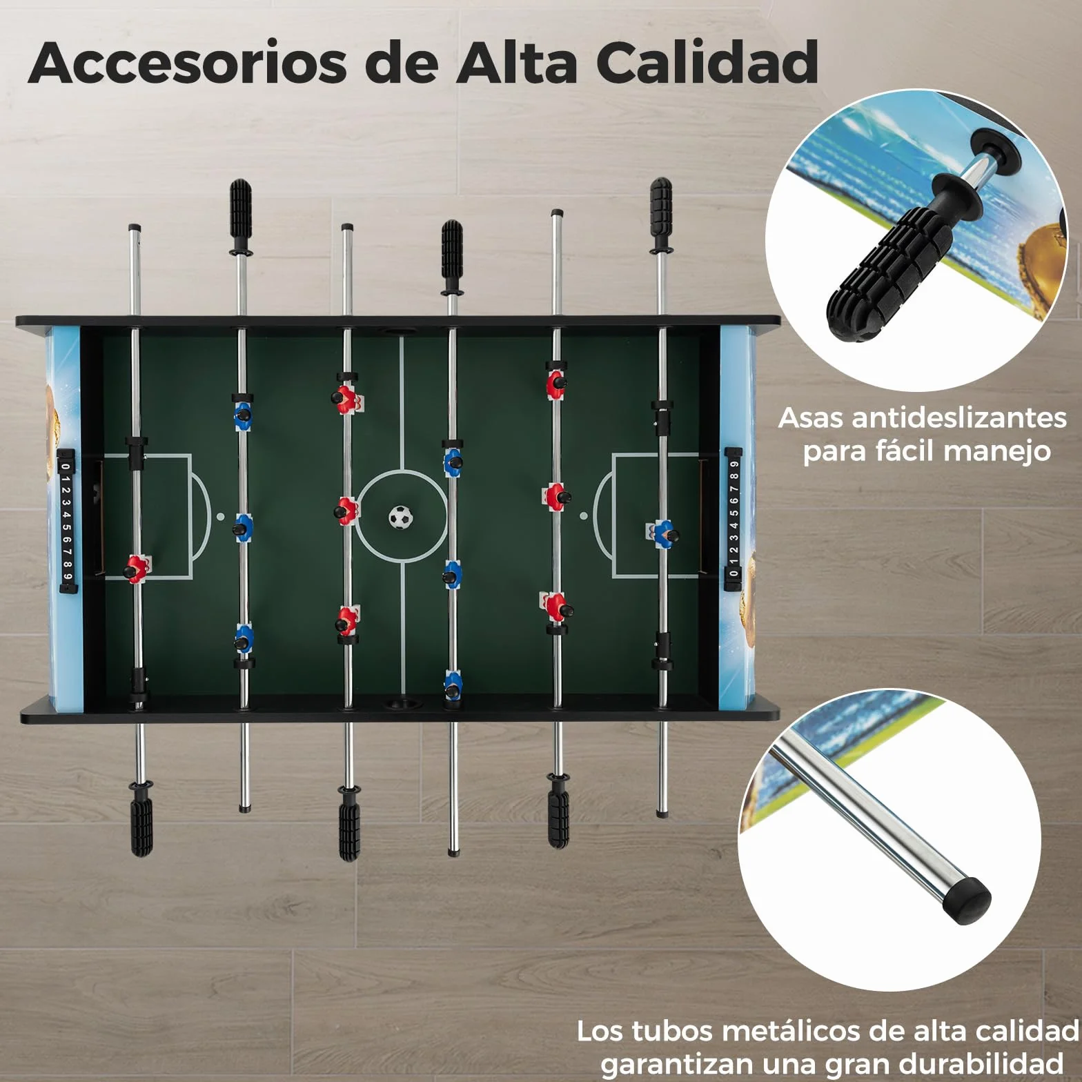 COSTWAY Futbolín de Mesa de 94 cm, Futbolines con Marcador, Patas Extraíbles, Juego de Fútbol para Sala de Juegos, Fiestas, Metegol, Futbolines para Niños y Adultos, 94 x 51 x 68,5 cm